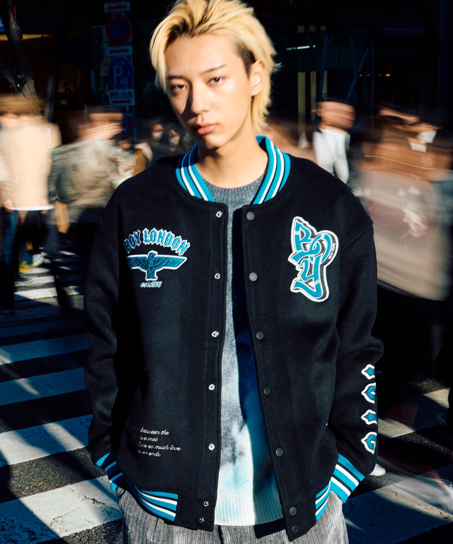 Love never ends BOY LOGO STADIUM JUMPER BLACK【B233N2901202】