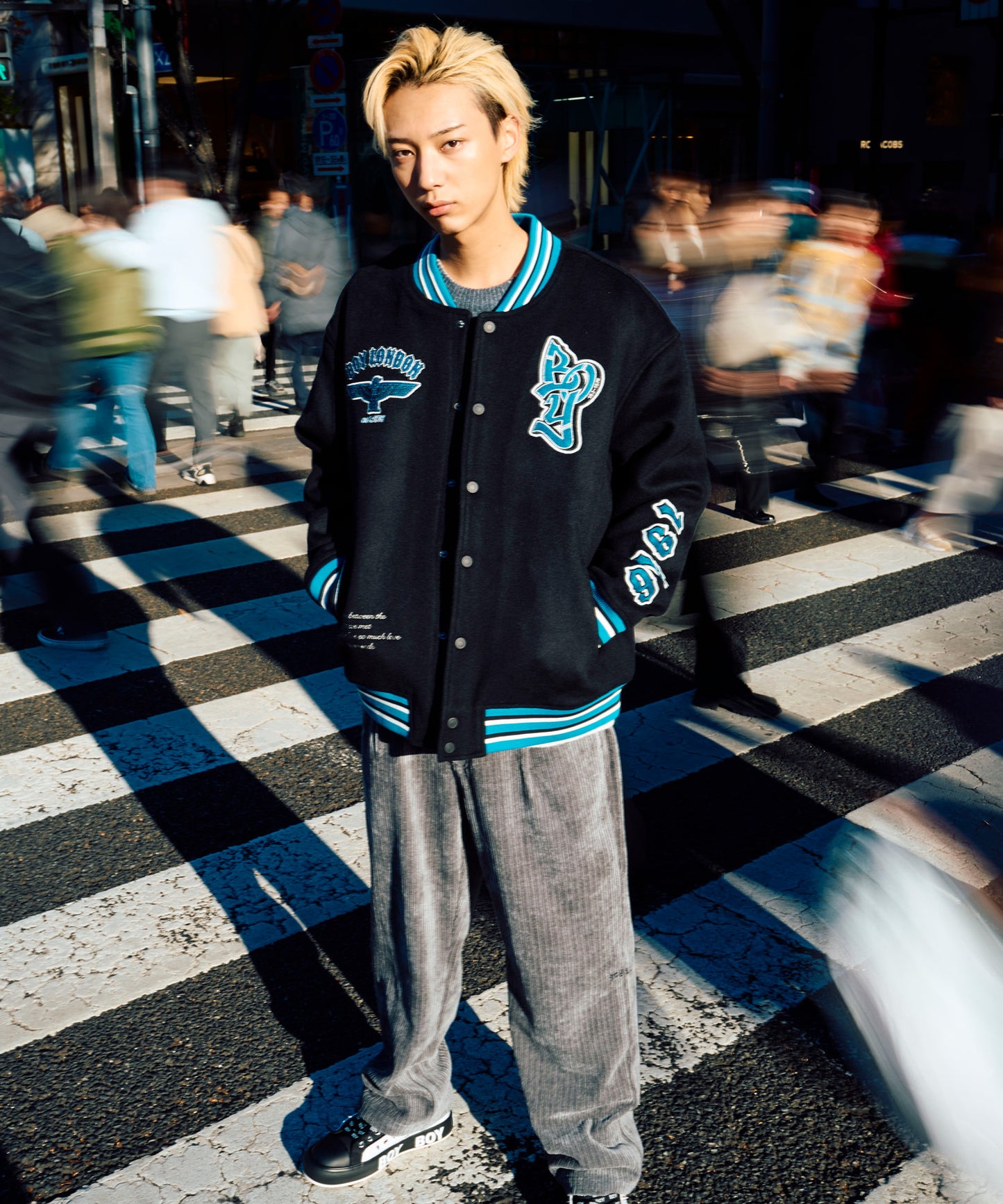 Love never ends BOY LOGO STADIUM JUMPER BLACK【B233N2901202】