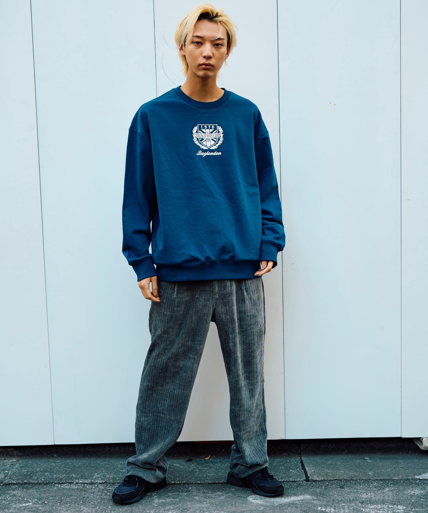 EAGLE EMBROIDERY CREW SWEAT BLUE【B234N0300206】