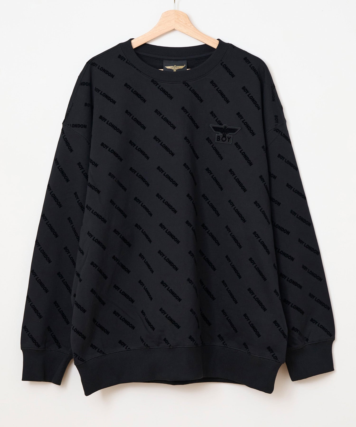 BOY FLOCKY CREW SWEAT BLACK【B233N0301002】