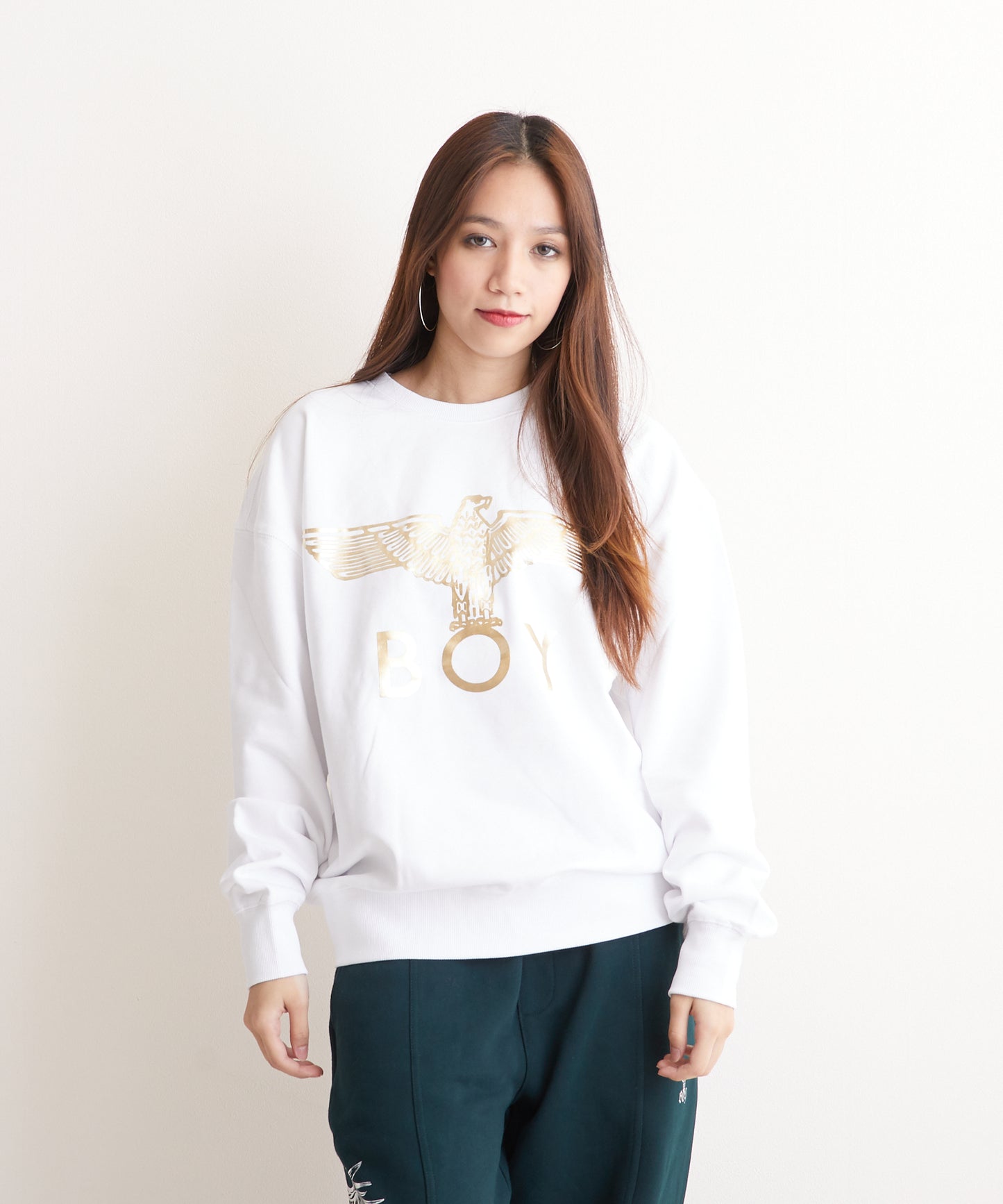 CLASSIC EAGLE BOY CREWNECK SWEAT WHITE/GOLD【AFJ-2000-SWW02】