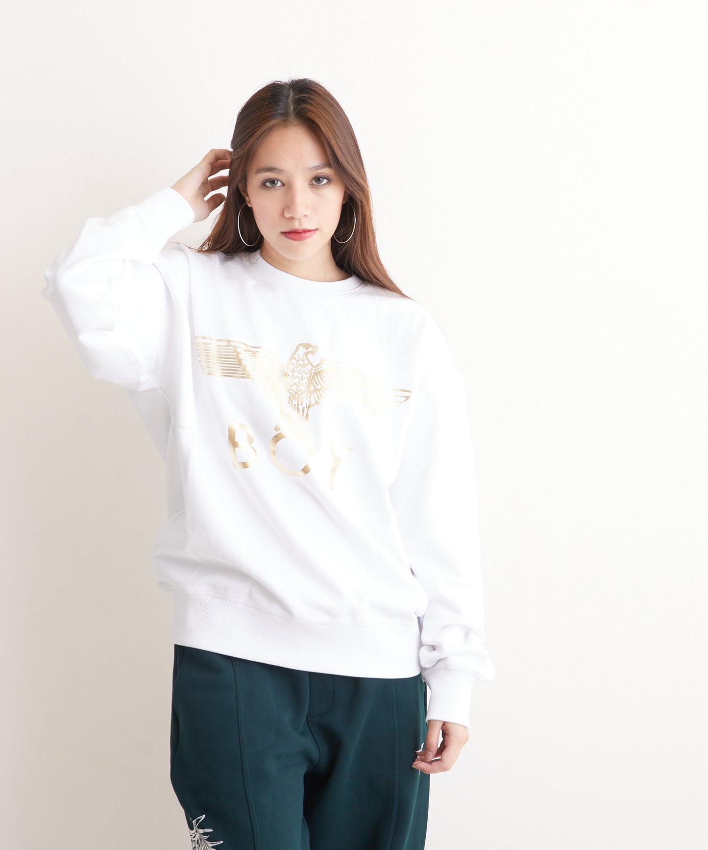 CLASSIC EAGLE BOY CREWNECK SWEAT WHITE/GOLD【AFJ-2000-SWW02】