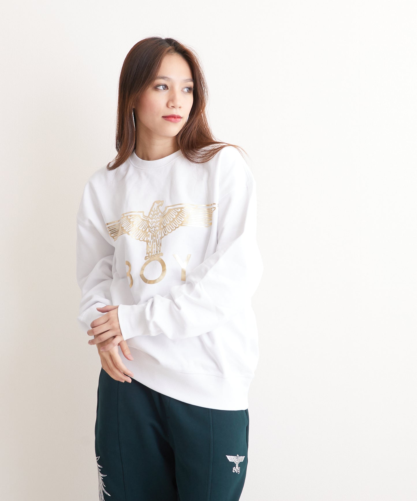 CLASSIC EAGLE BOY CREWNECK SWEAT WHITE/GOLD【AFJ-2000-SWW02】
