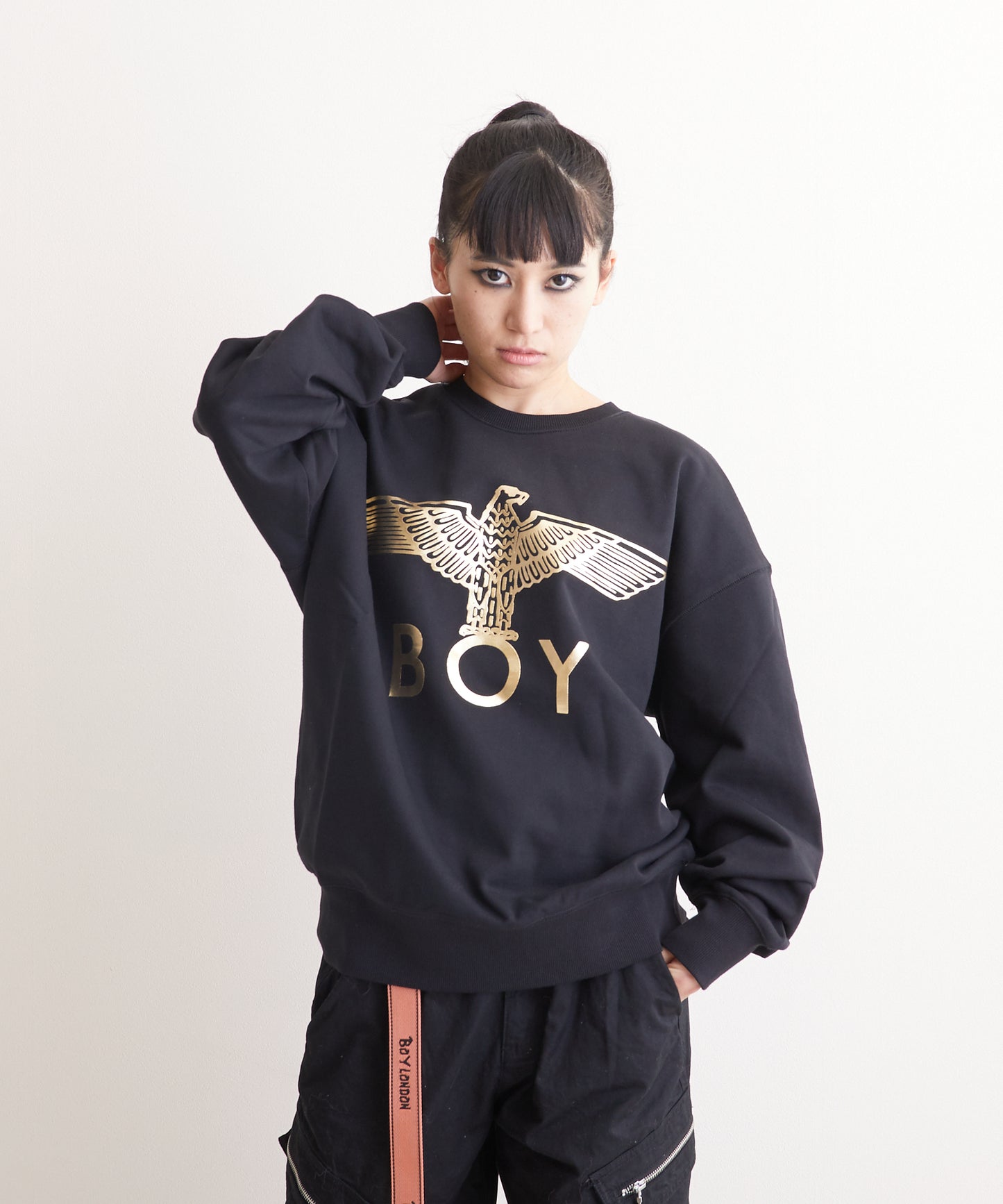 CLASSIC EAGLE BOY CREWNECK SWEAT BLACK/GOLD【AFJ-2000-SWB02】