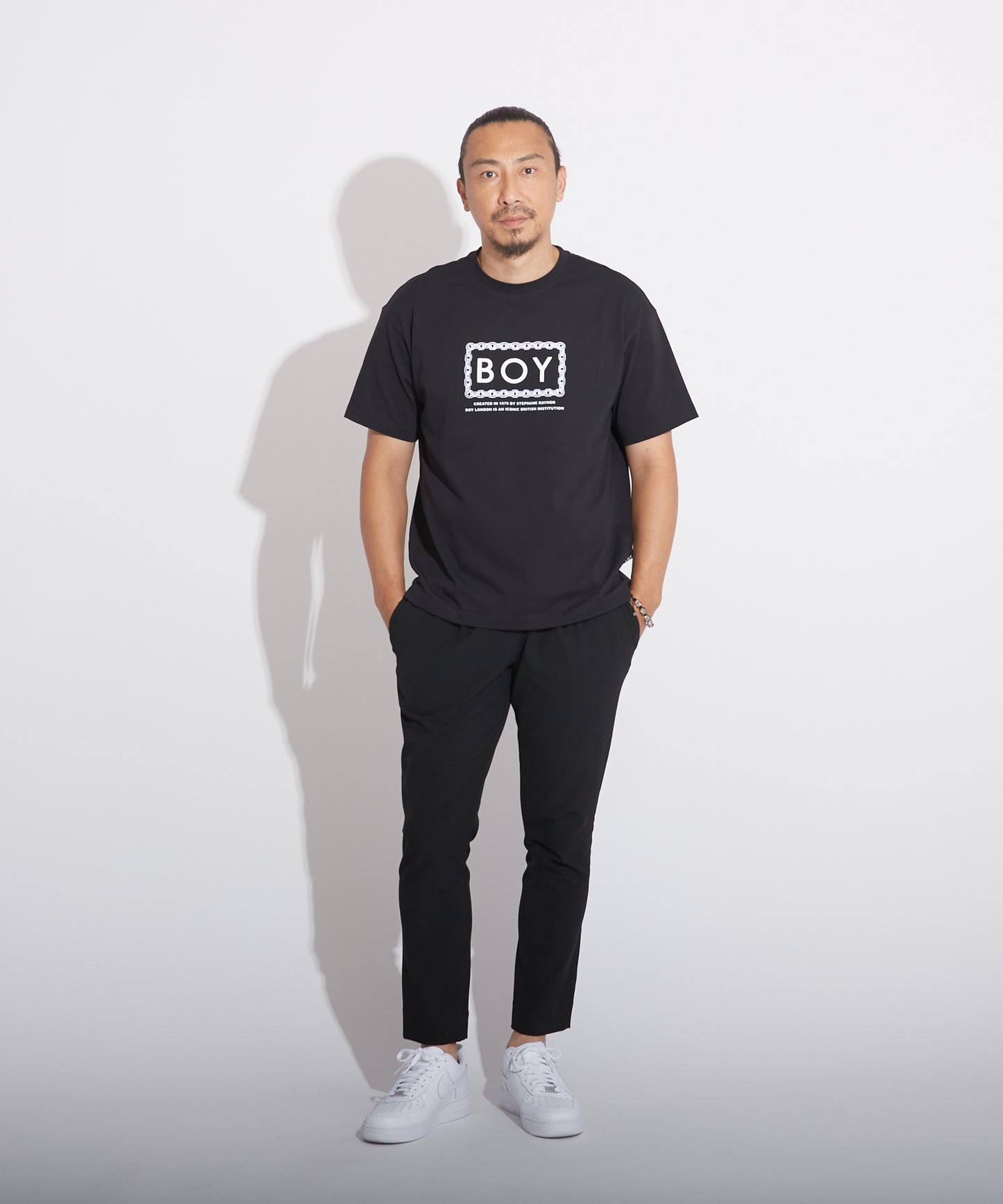CHAIN DESIGN TEE BLACK【B223M0170302】