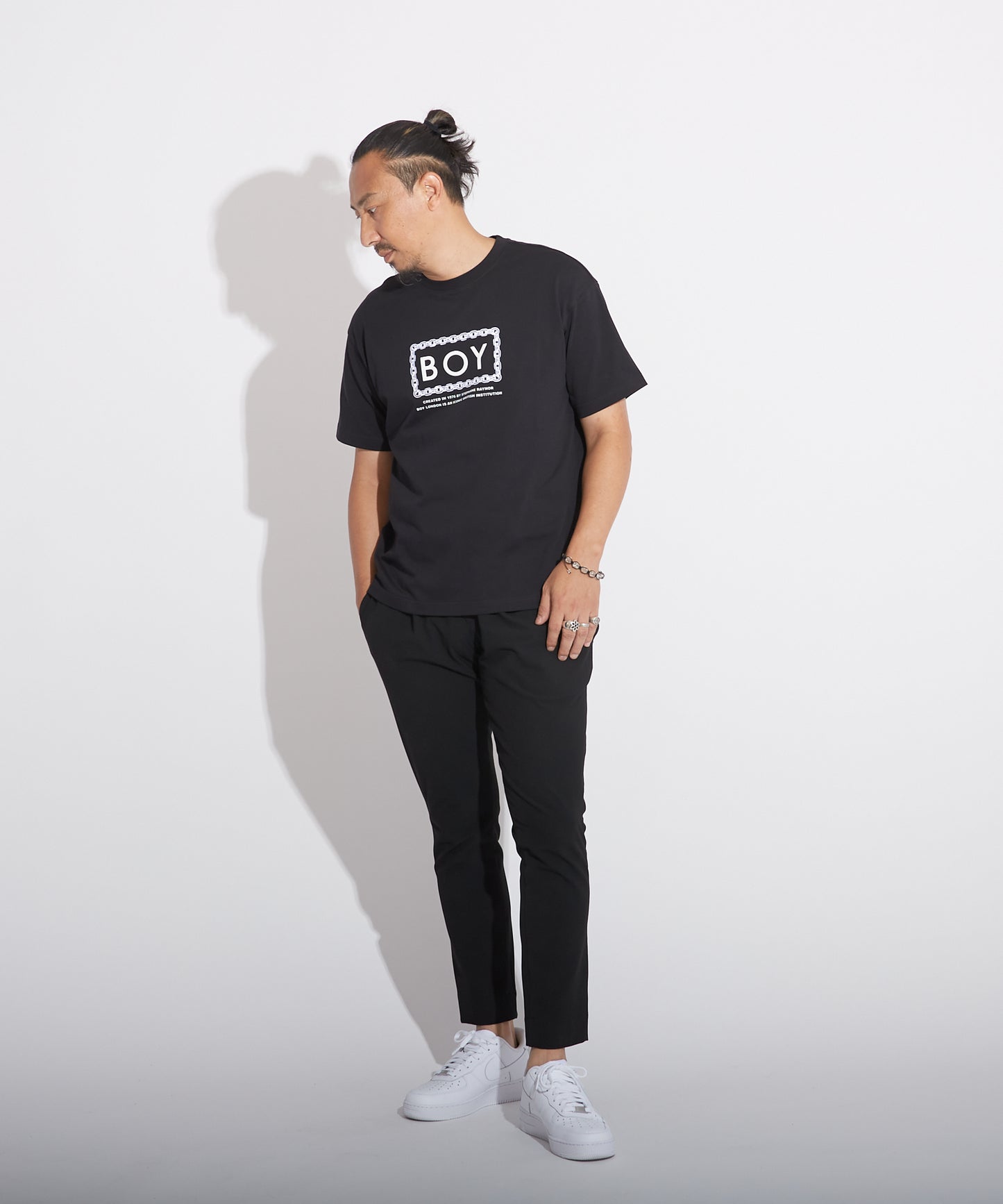 CHAIN DESIGN TEE BLACK【B223M0170302】