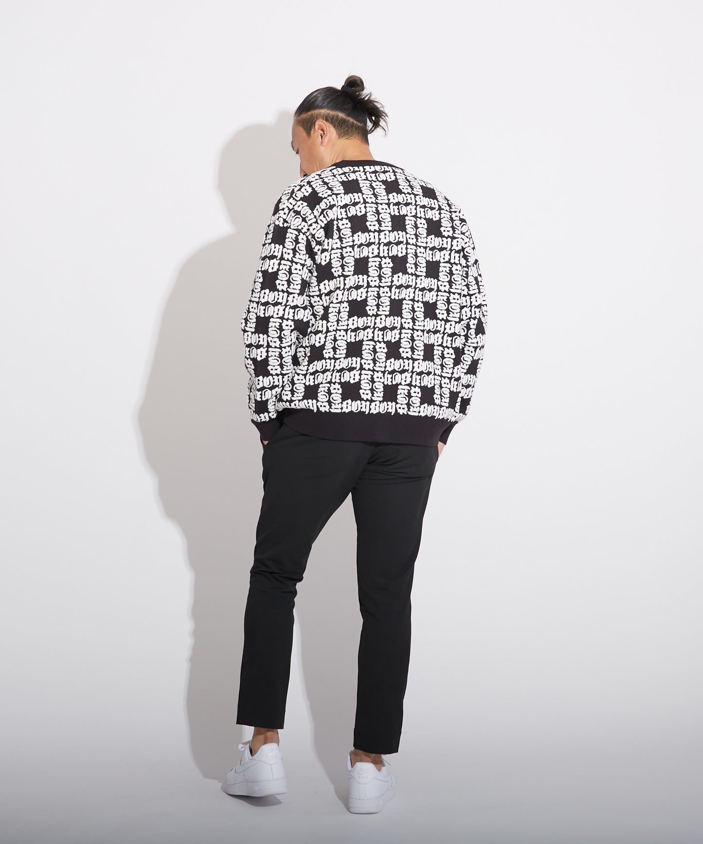 BOY LOGO PATTERNED KNIT CARDIGAN BLACK【B223N6400202】