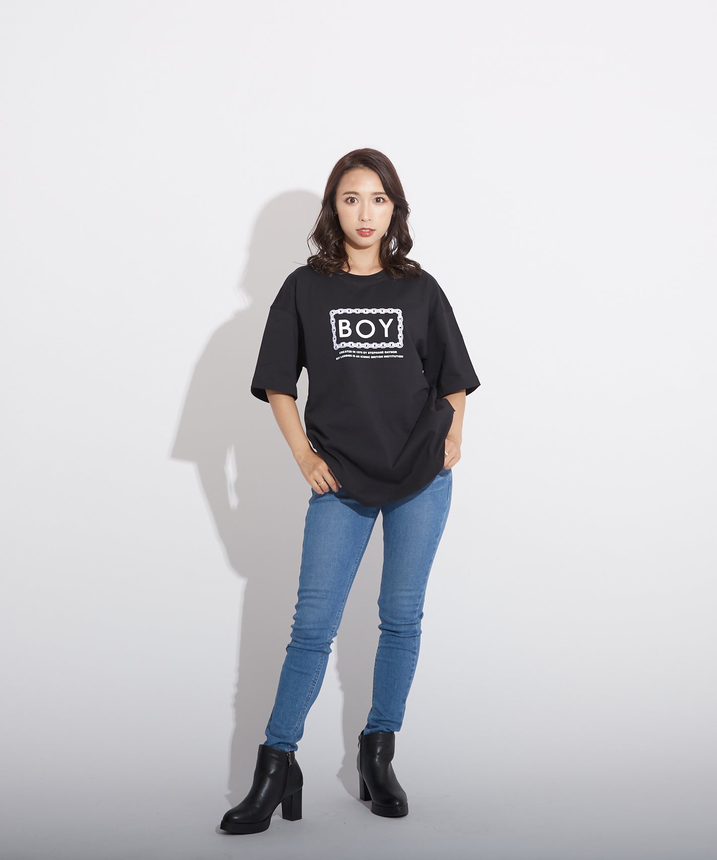 CHAIN DESIGN TEE BLACK【B223M0170302】