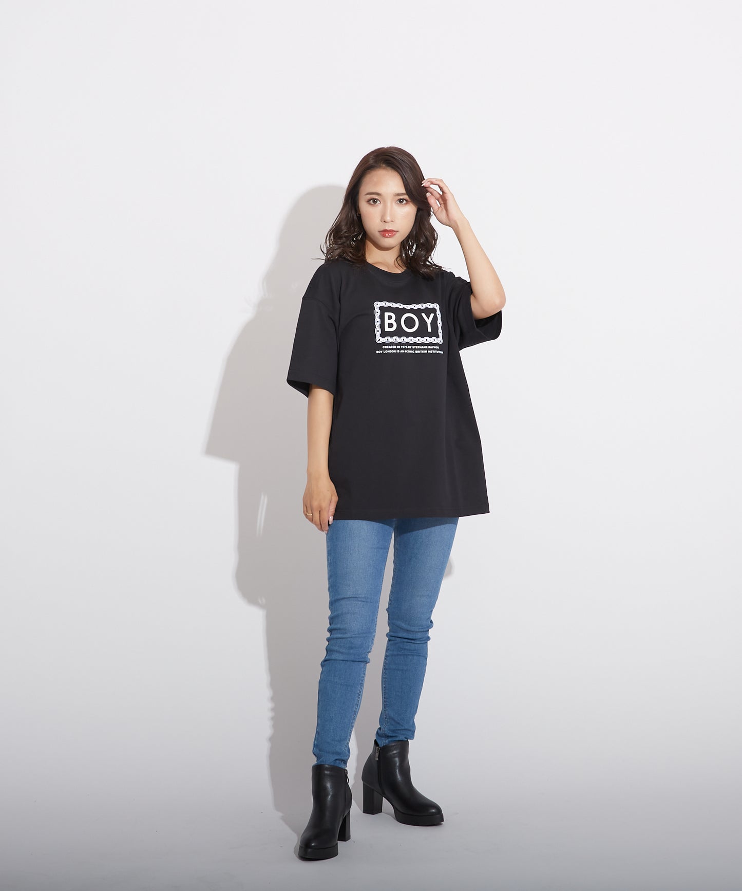 CHAIN DESIGN TEE BLACK【B223M0170302】