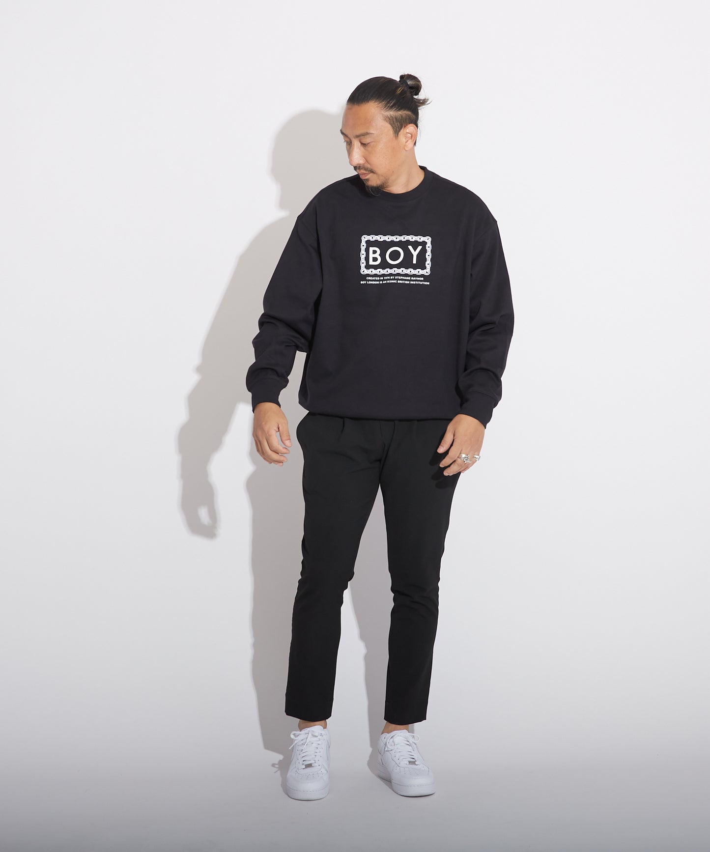 CHAIN DESIGN DOUBLE FACE SWEAT BLACK【B223M0370202】