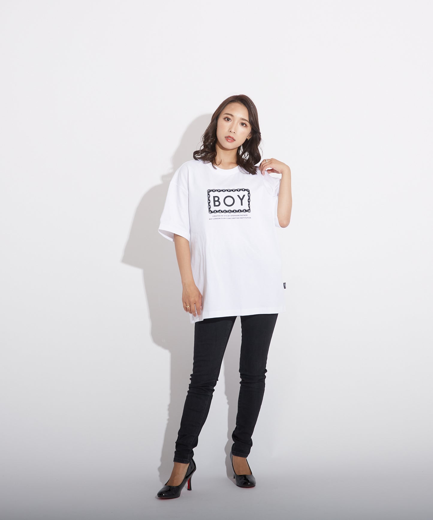 CHAIN DESIGN TEE WHITE【B223M0170301】