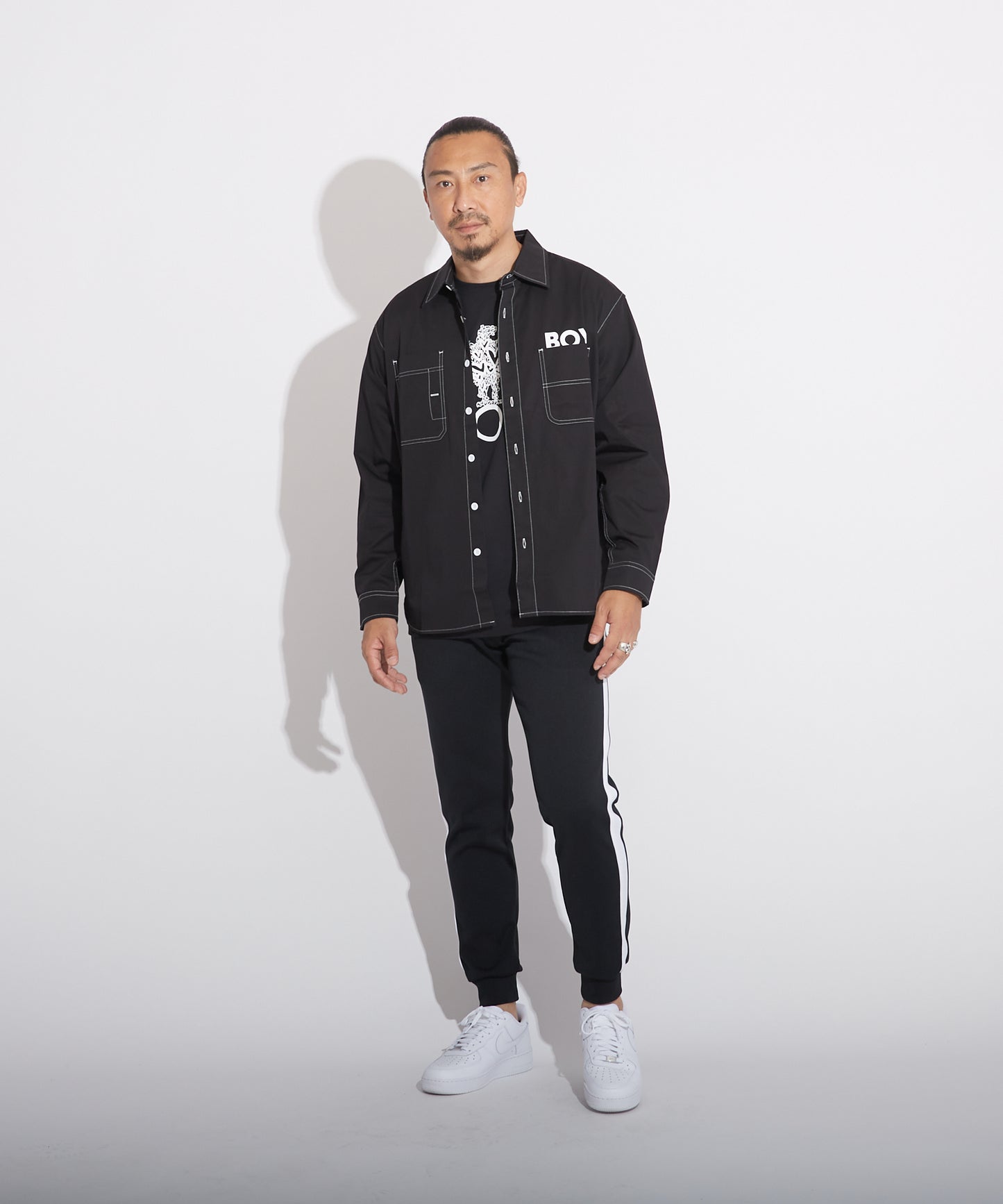 COTTON STITCH SHIRT BLACK【B223M2170002】