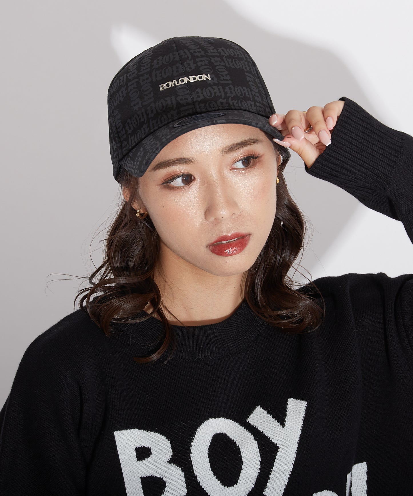 BOY LOGO PATTERNED CAP BLACK【B223N9000402】