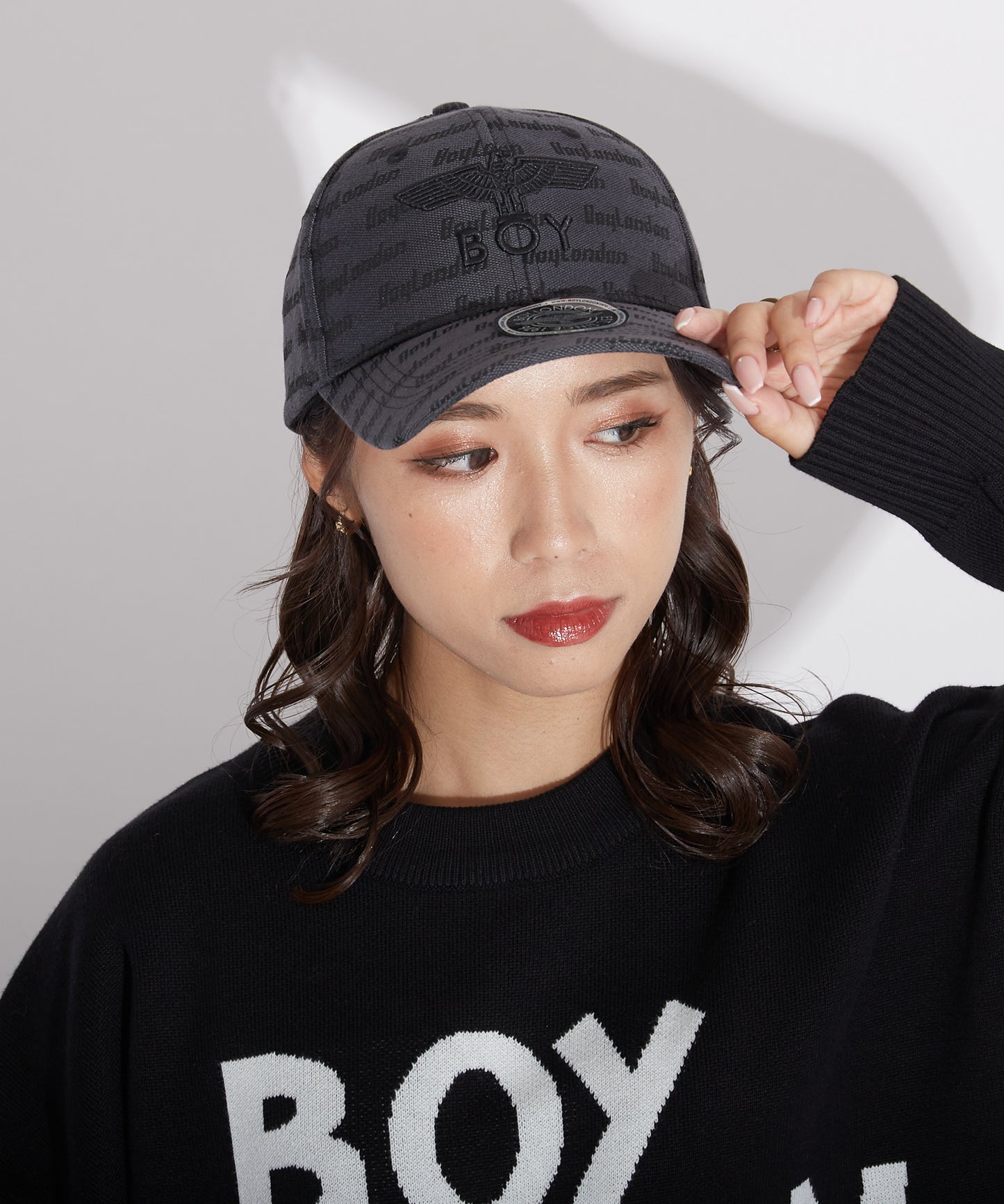 BOY JACQUARD CAP BLACK【B223N9000502】
