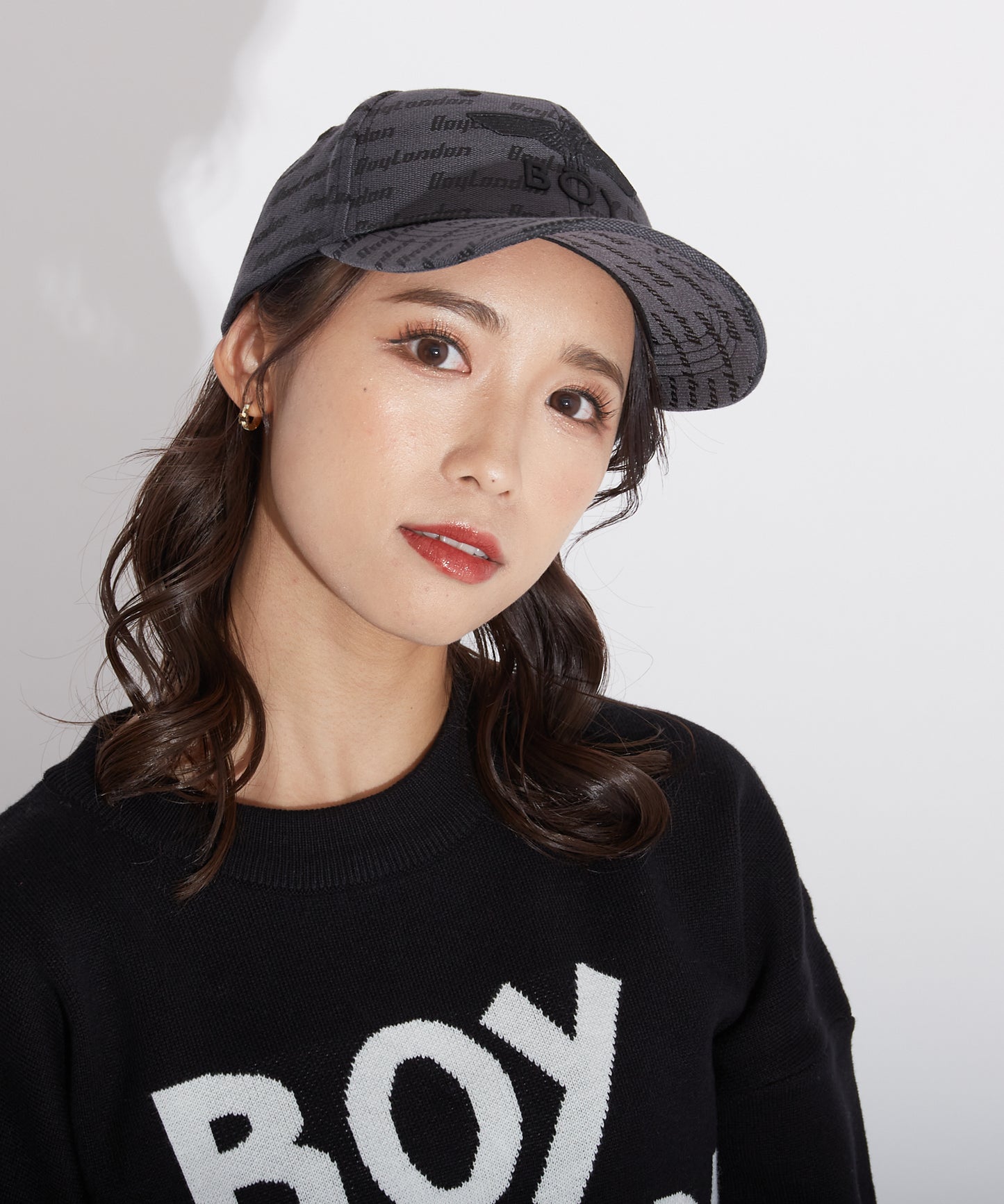 BOY JACQUARD CAP BLACK【B223N9000502】