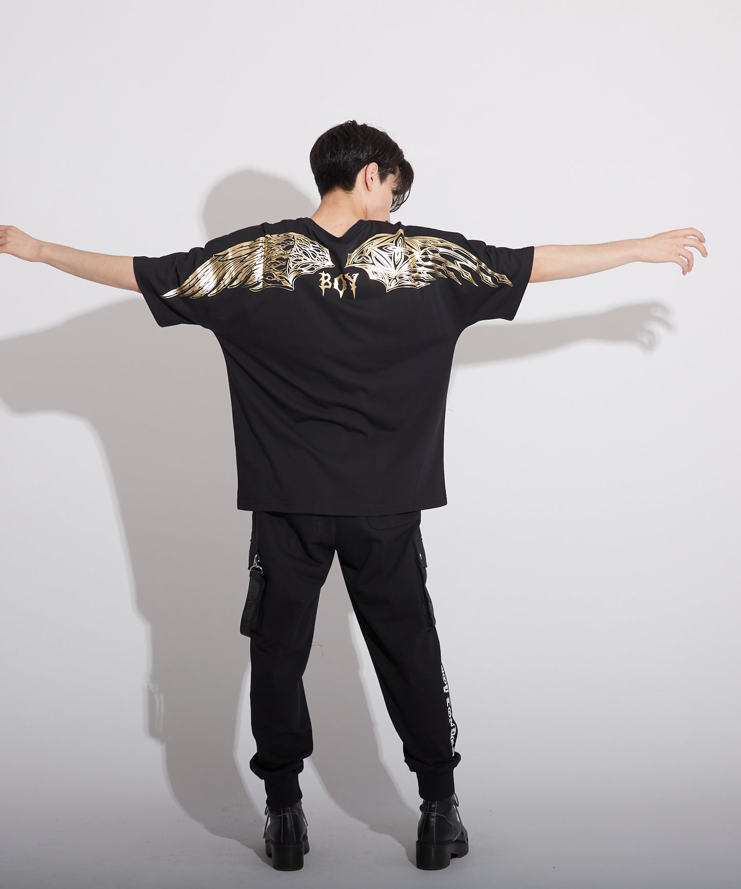 GLITTER EAGLE WIDE TEE BLACK【B223N0101102】