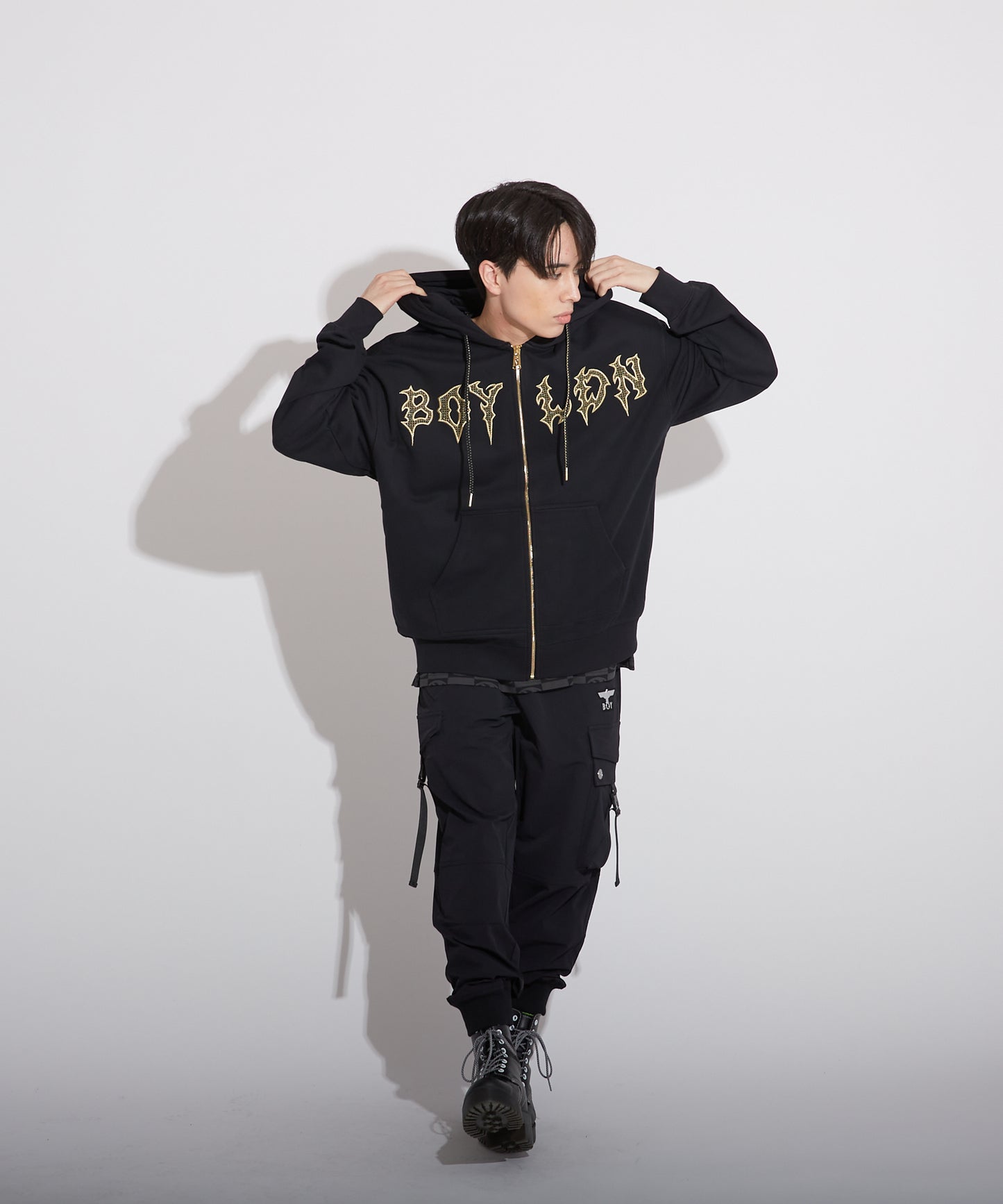 SHINING EAGLE ZIP PARKA BLACK【B223N0600302】