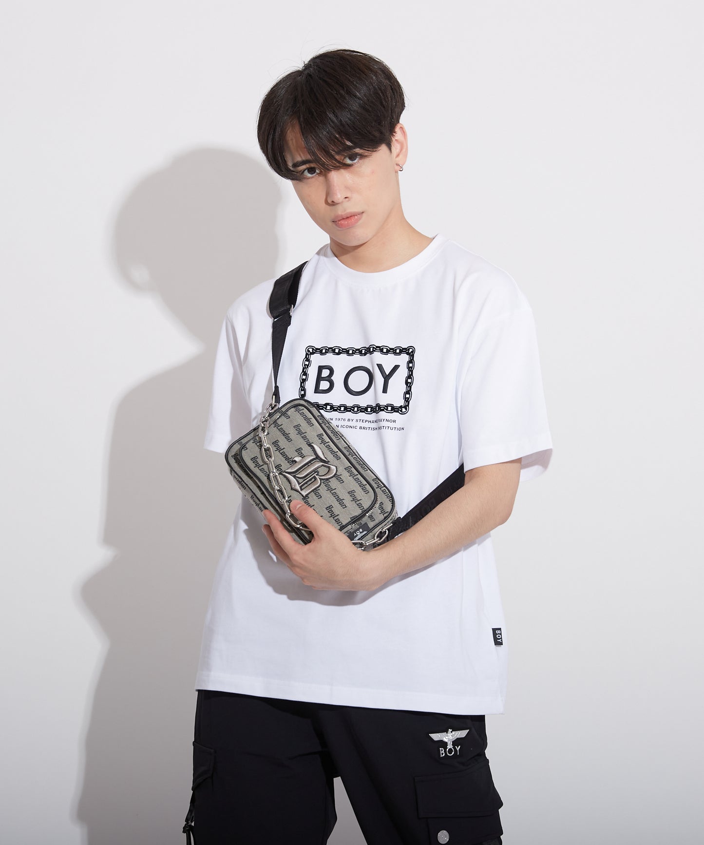 CHAIN DESIGN SHOULDER BAG GREY【B223N8500303】