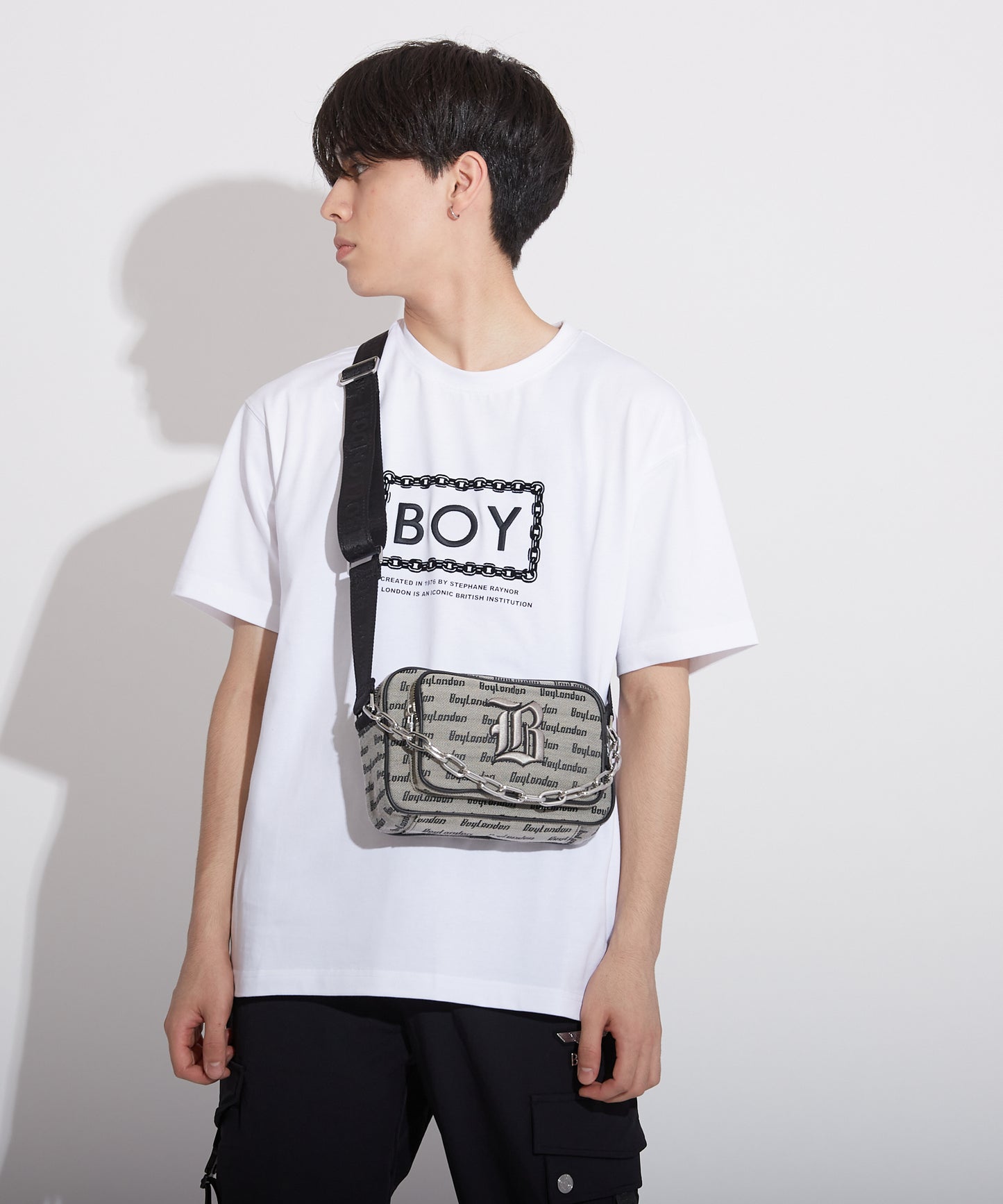CHAIN DESIGN SHOULDER BAG GREY【B223N8500303】