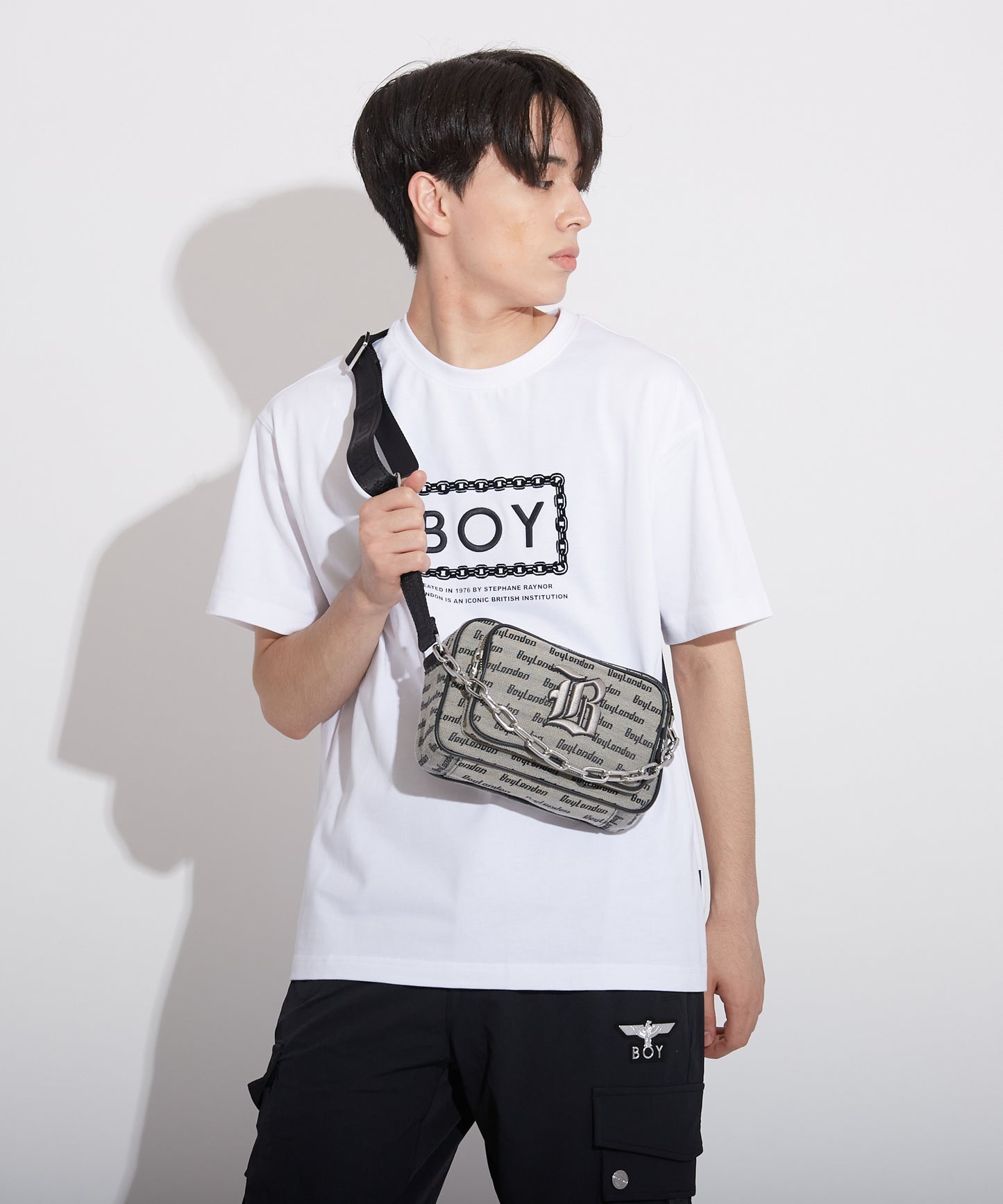 CHAIN DESIGN SHOULDER BAG GREY【B223N8500303】