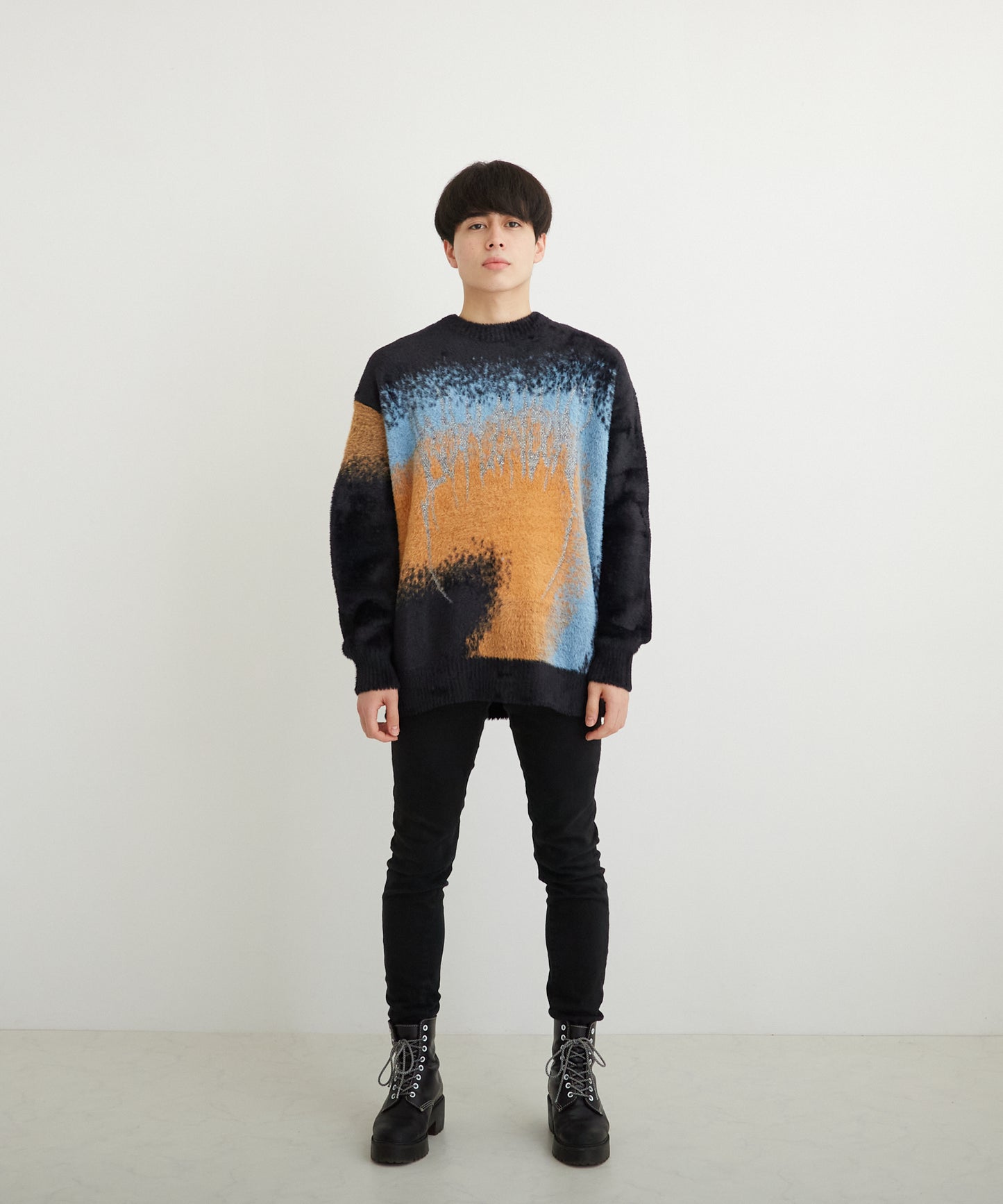 SHAGGY KNIT PULLOVER BLACK【B224N6000402】