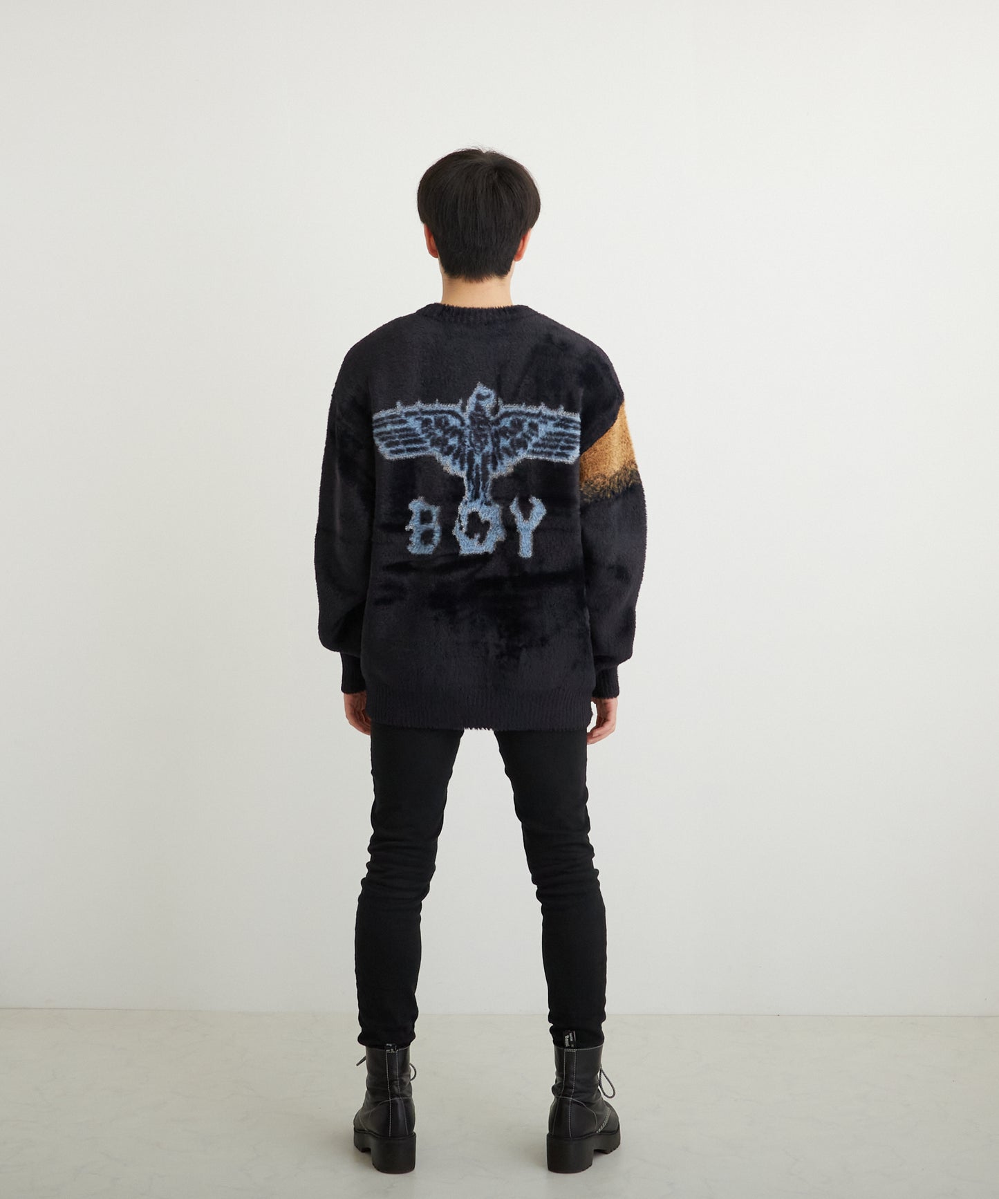 SHAGGY KNIT PULLOVER BLACK【B224N6000402】