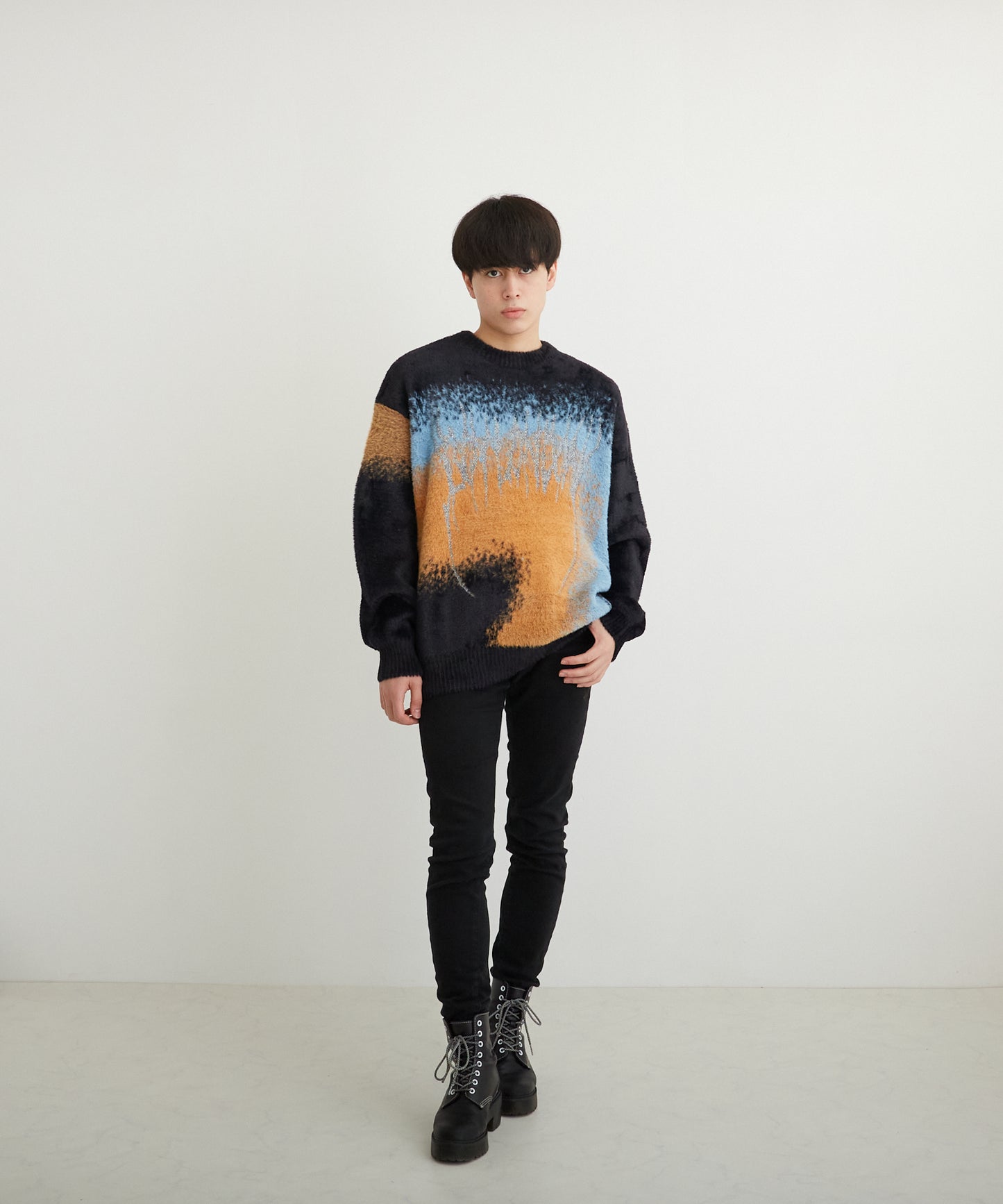 SHAGGY KNIT PULLOVER BLACK【B224N6000402】