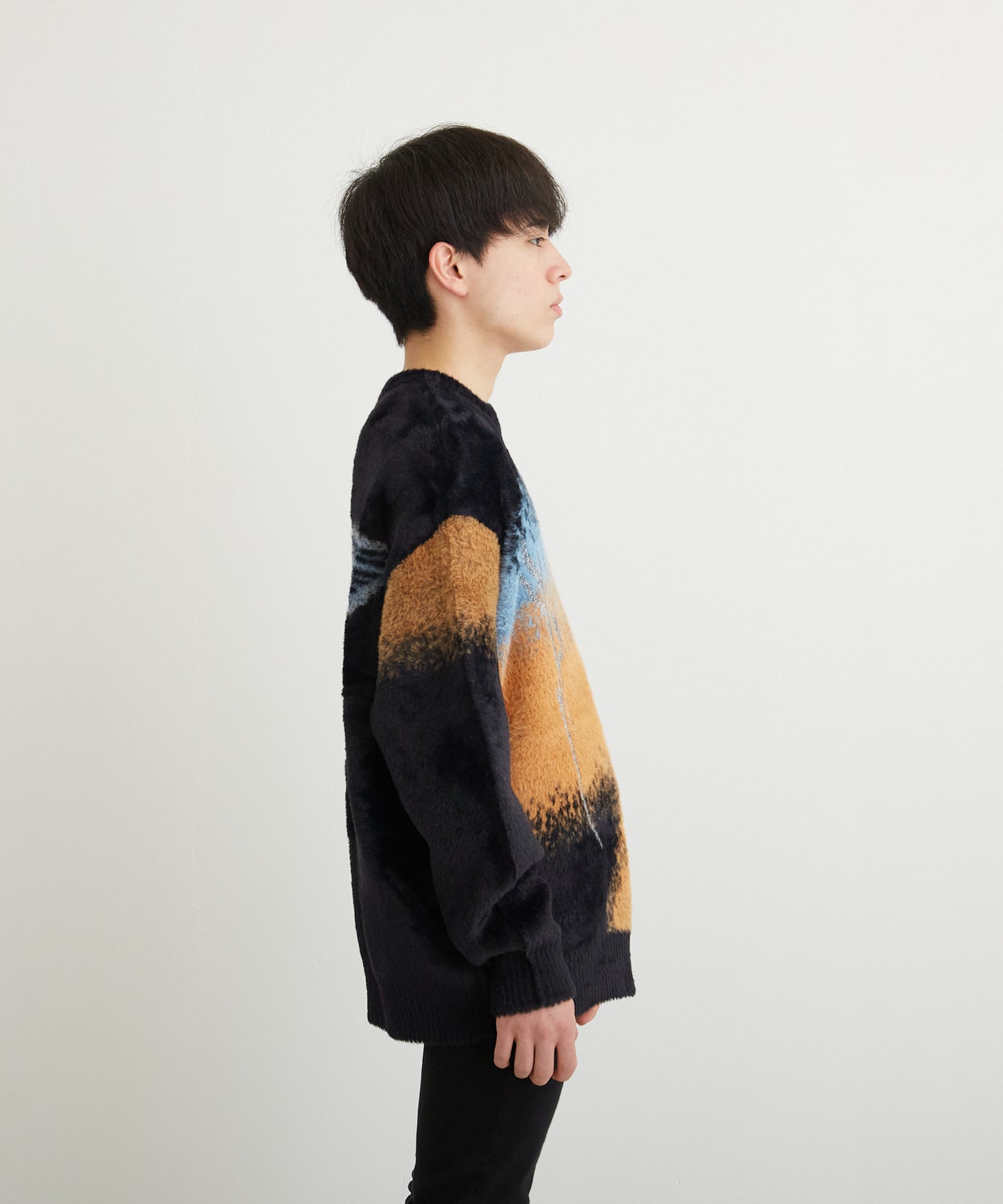 SHAGGY KNIT PULLOVER BLACK【B224N6000402】
