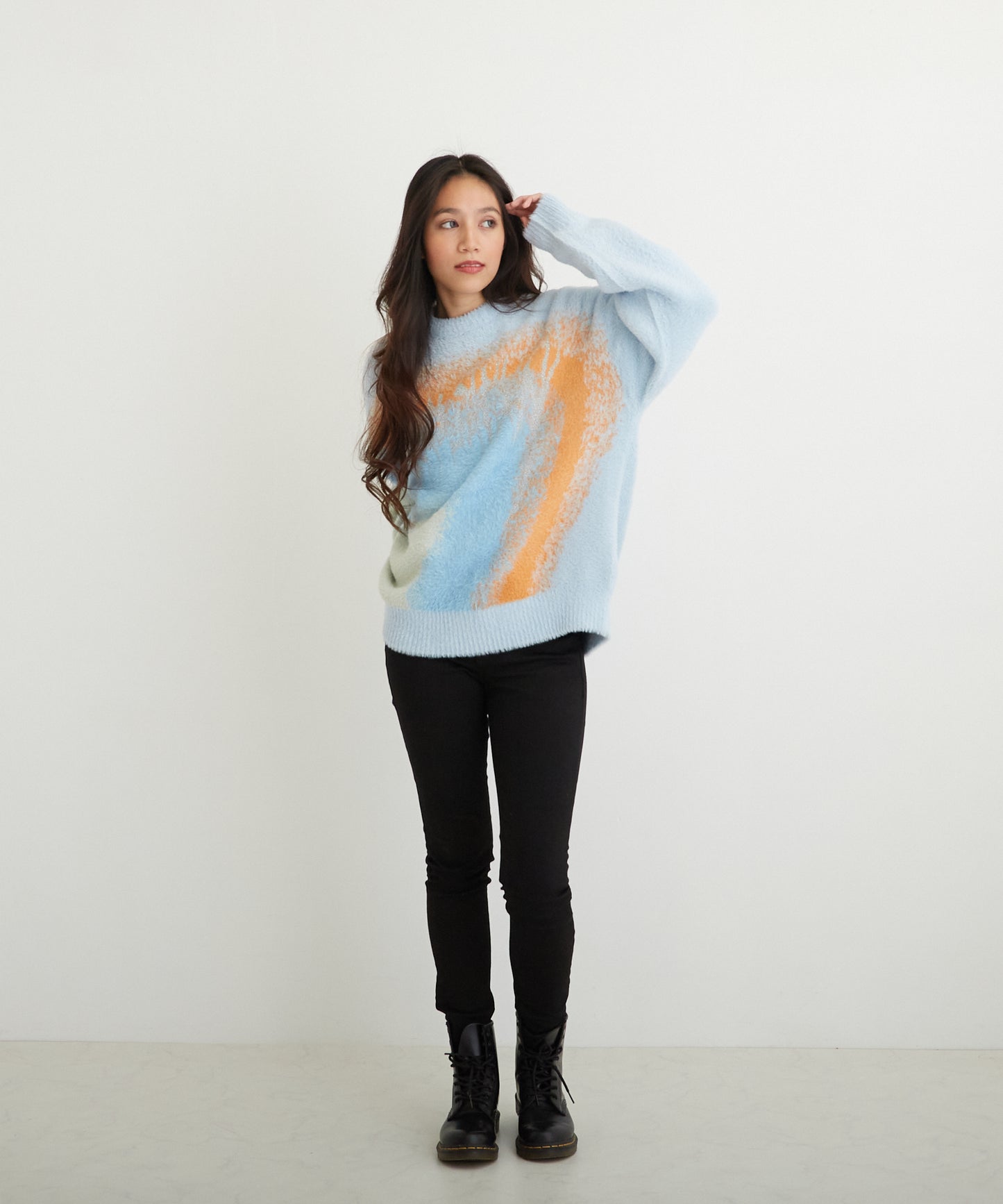 SHAGGY KNIT PULLOVER BLUE【B224N6000406】