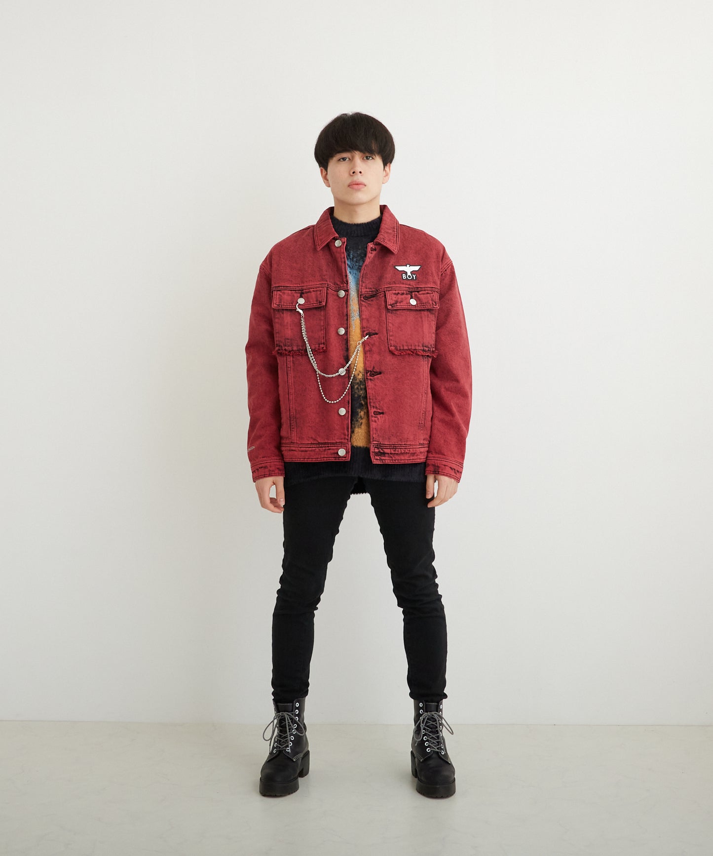 PIGMENT DYE DENIM JACKET RED【B224N5000304】