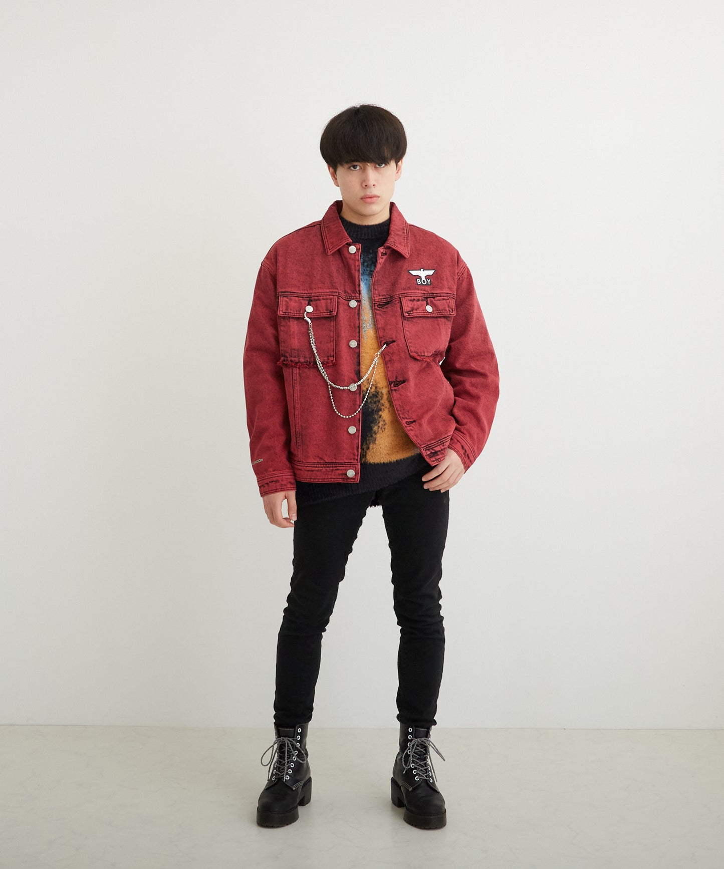 PIGMENT DYE DENIM JACKET RED【B224N5000304】