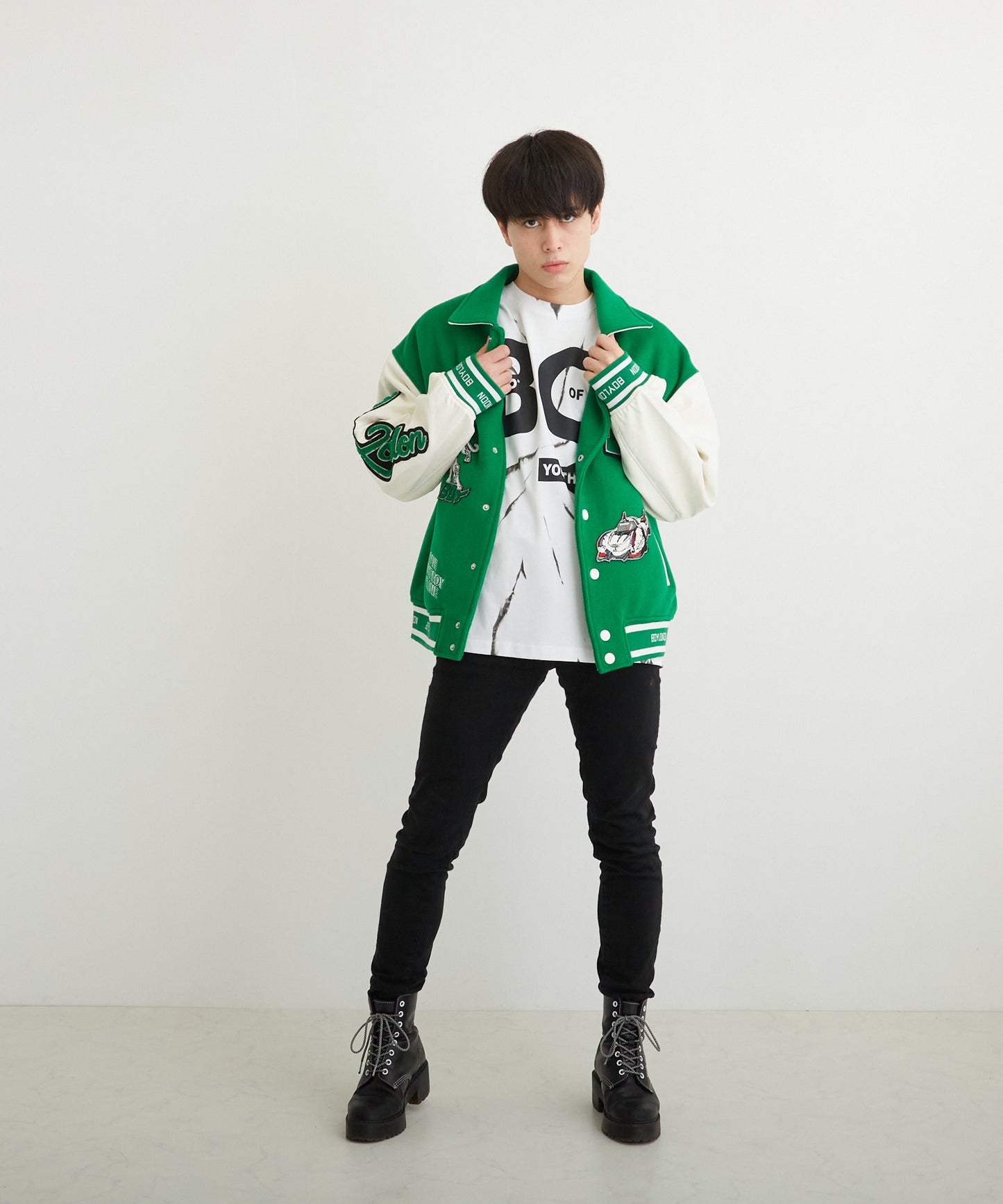 OVERSIZE STADIUM JACKET GREEN【B223N2900205】