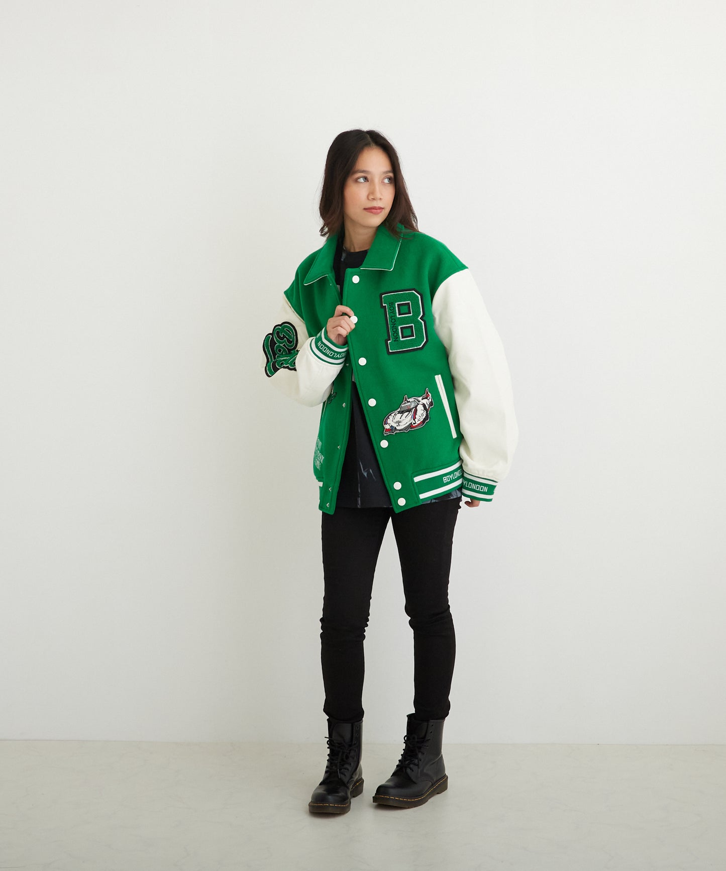 OVERSIZE STADIUM JACKET GREEN【B223N2900205】