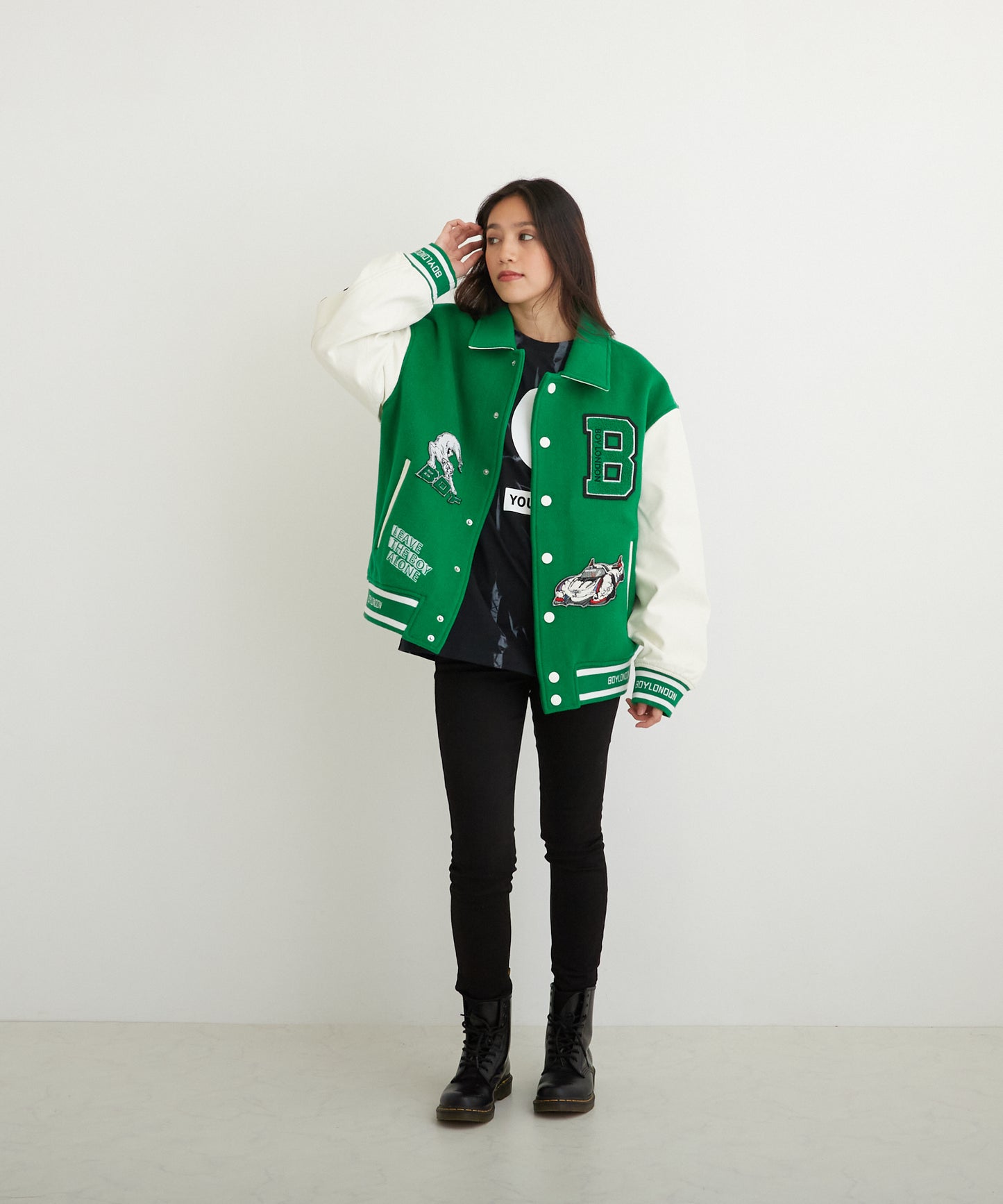 OVERSIZE STADIUM JACKET GREEN【B223N2900205】