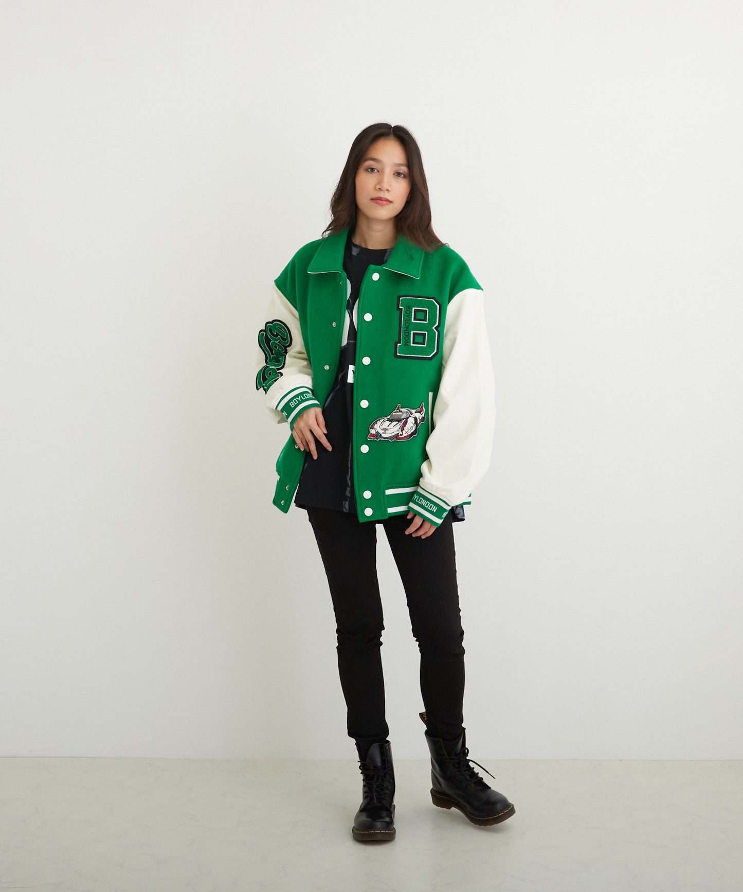 OVERSIZE STADIUM JACKET GREEN【B223N2900205】