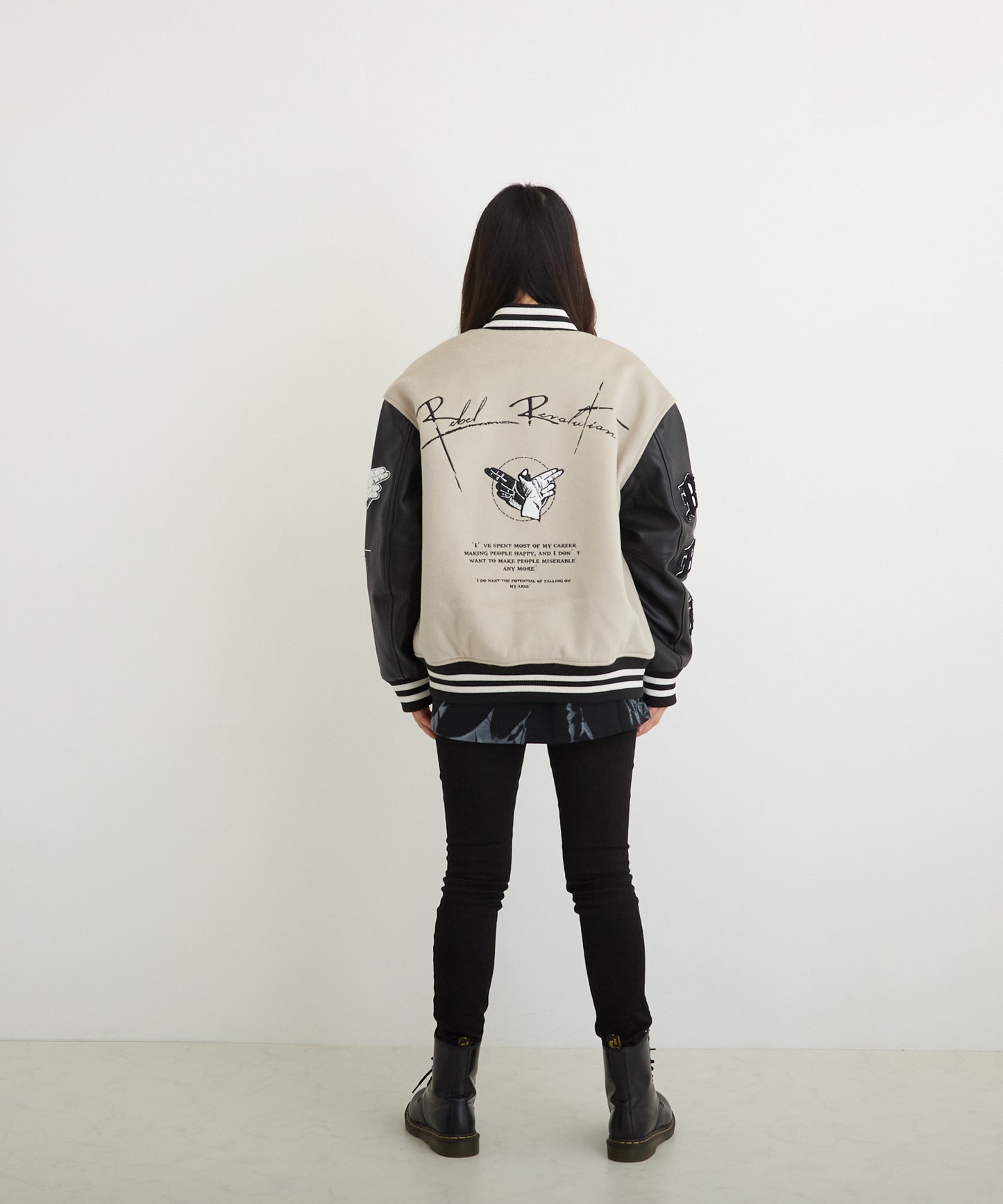 EMBROIDERY PATCH STADIUM JACKET GREY【B224M2970308】