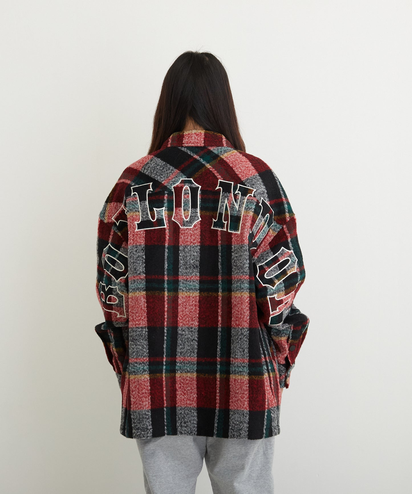 SHAGGY CHECK COACH JACKET RED【B224N2300704】