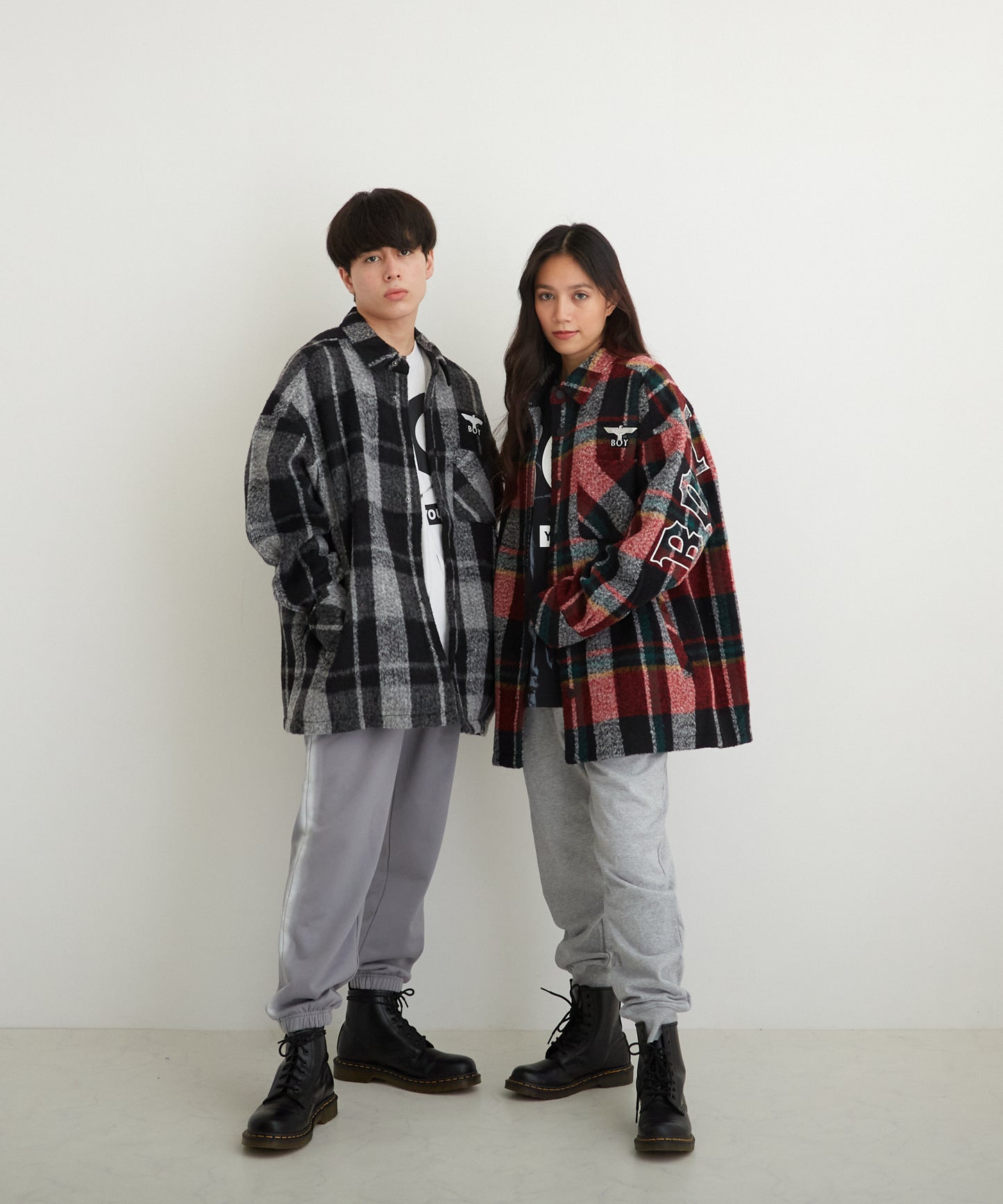 SHAGGY CHECK COACH JACKET RED【B224N2300704】