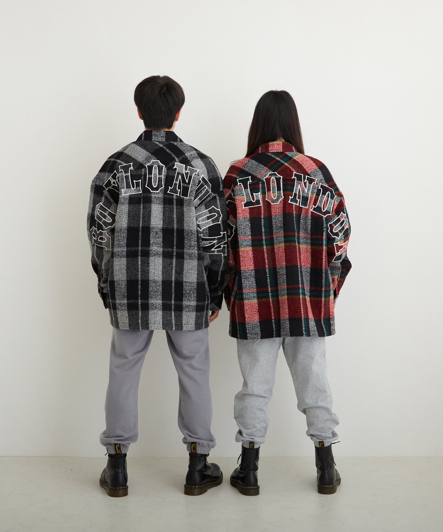 SHAGGY CHECK COACH JACKET RED【B224N2300704】