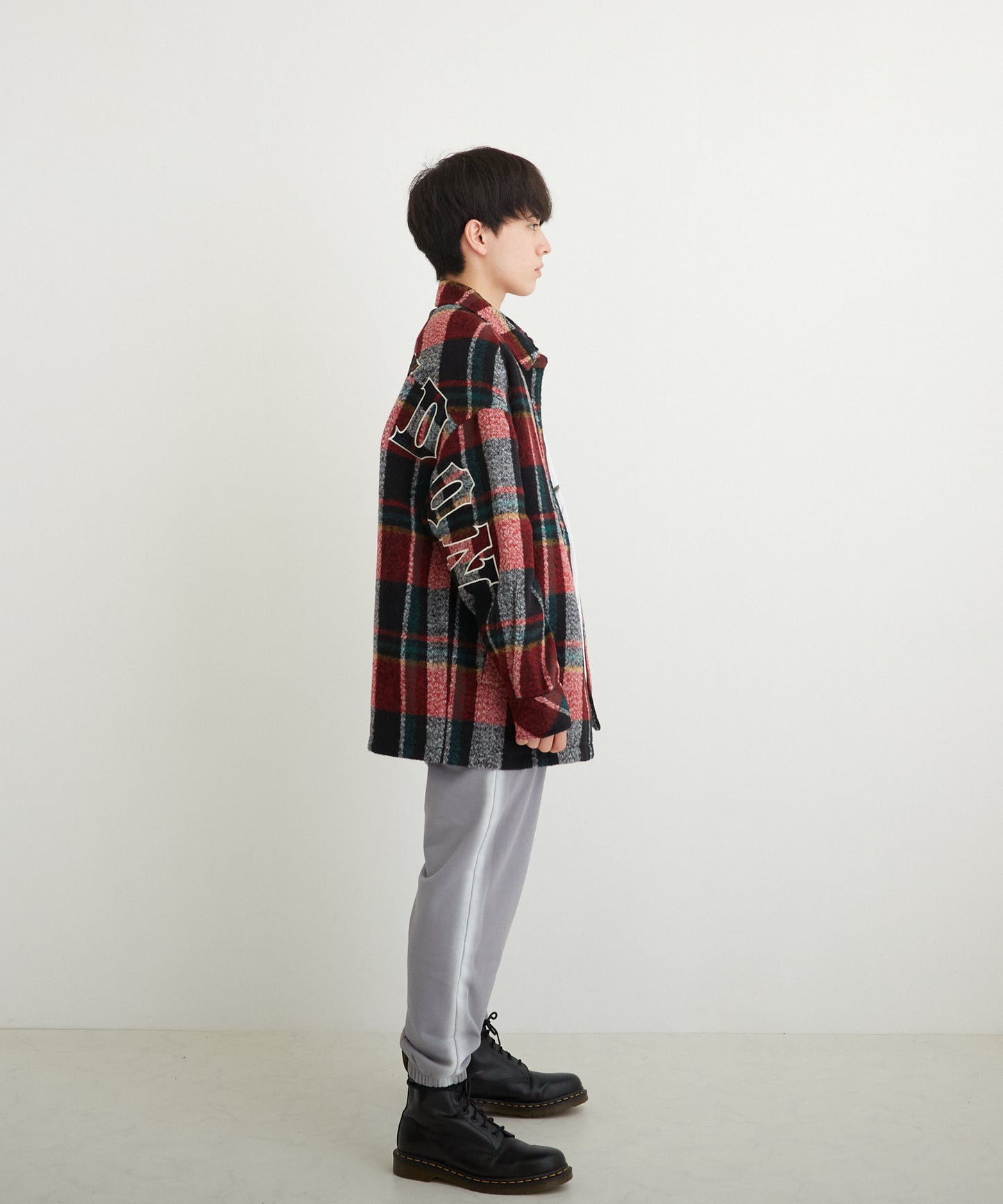 SHAGGY CHECK COACH JACKET RED【B224N2300704】