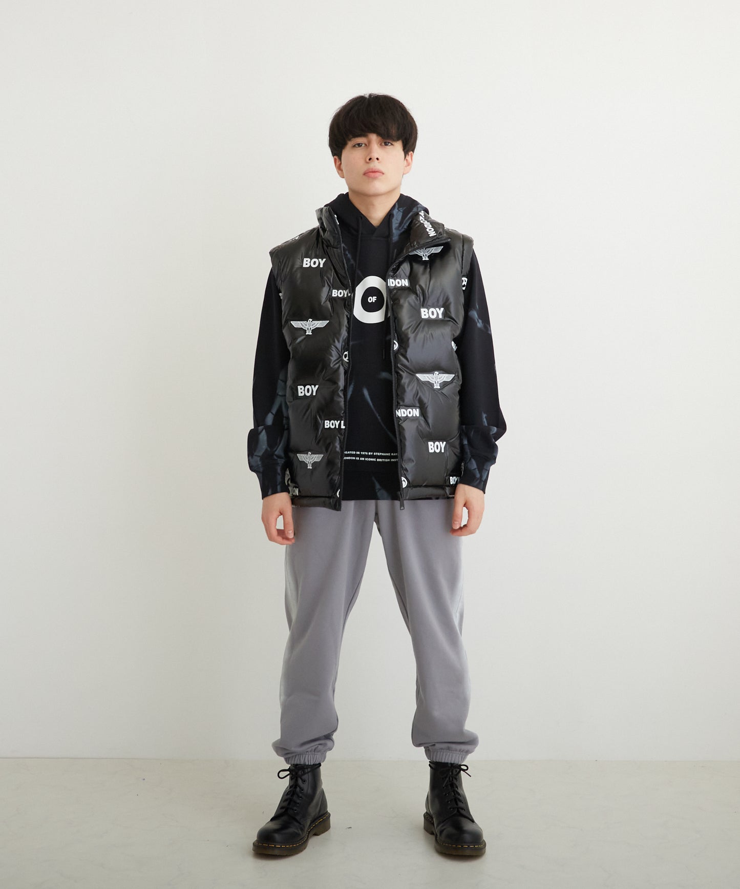 LOGO PATTERN DOWN VEST BLACK【B224N3000102】