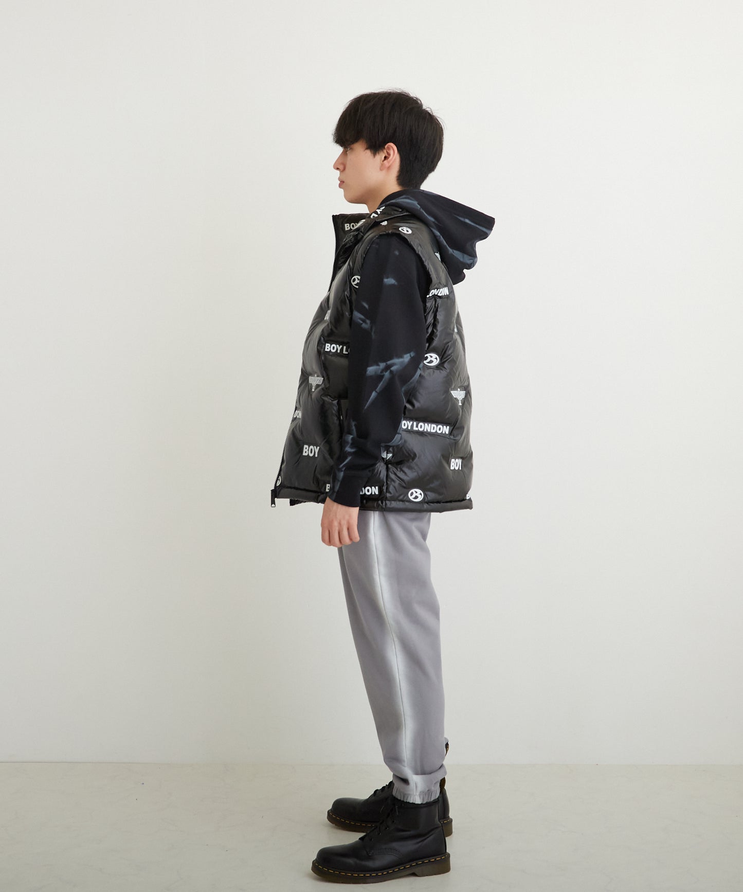 LOGO PATTERN DOWN VEST BLACK【B224N3000102】