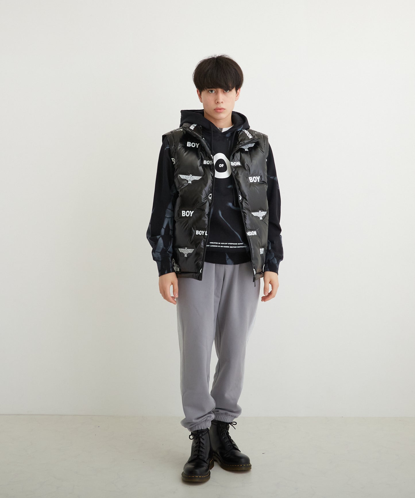 LOGO PATTERN DOWN VEST BLACK【B224N3000102】