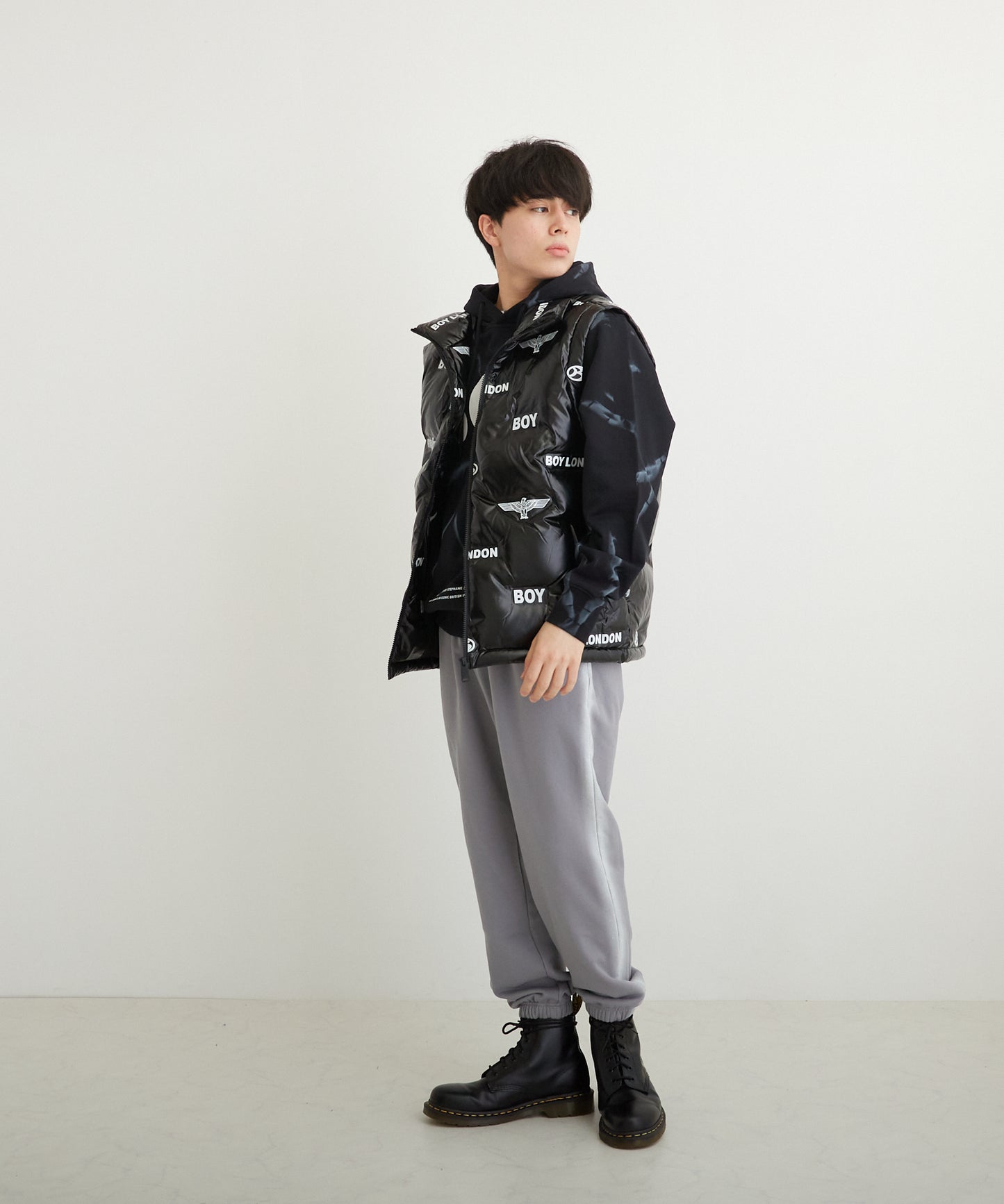 LOGO PATTERN DOWN VEST BLACK【B224N3000102】