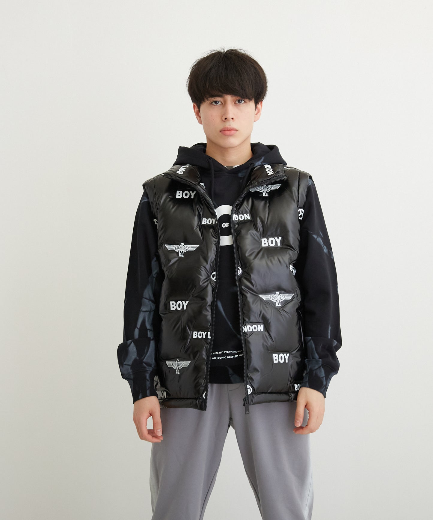 LOGO PATTERN DOWN VEST BLACK【B224N3000102】