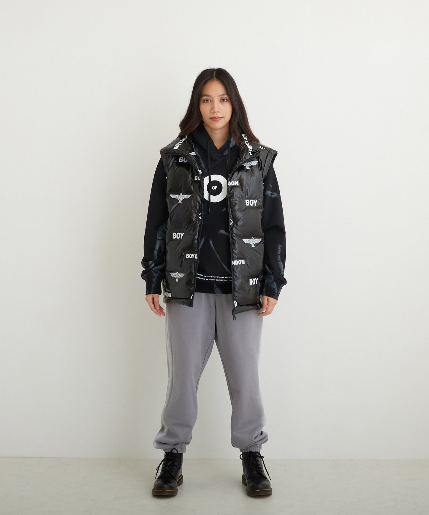 LOGO PATTERN DOWN VEST BLACK【B224N3000102】