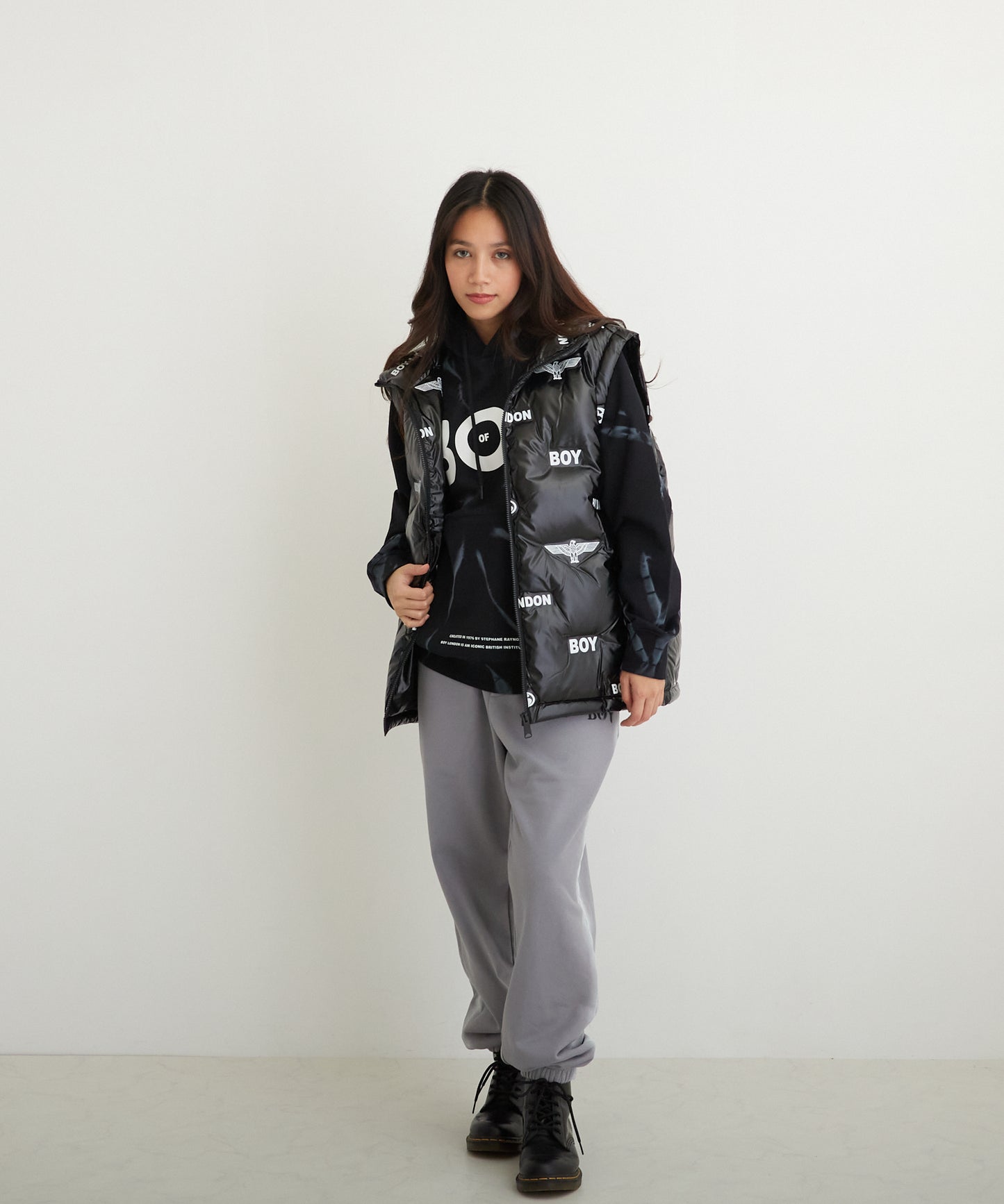 LOGO PATTERN DOWN VEST BLACK【B224N3000102】