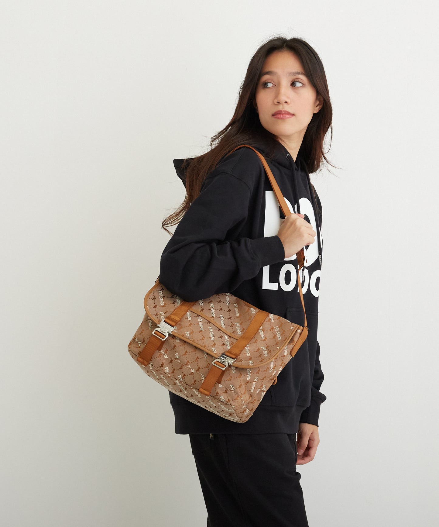 JACQUARD MINI MESSENGER BAG BROWN【B224N8500908】