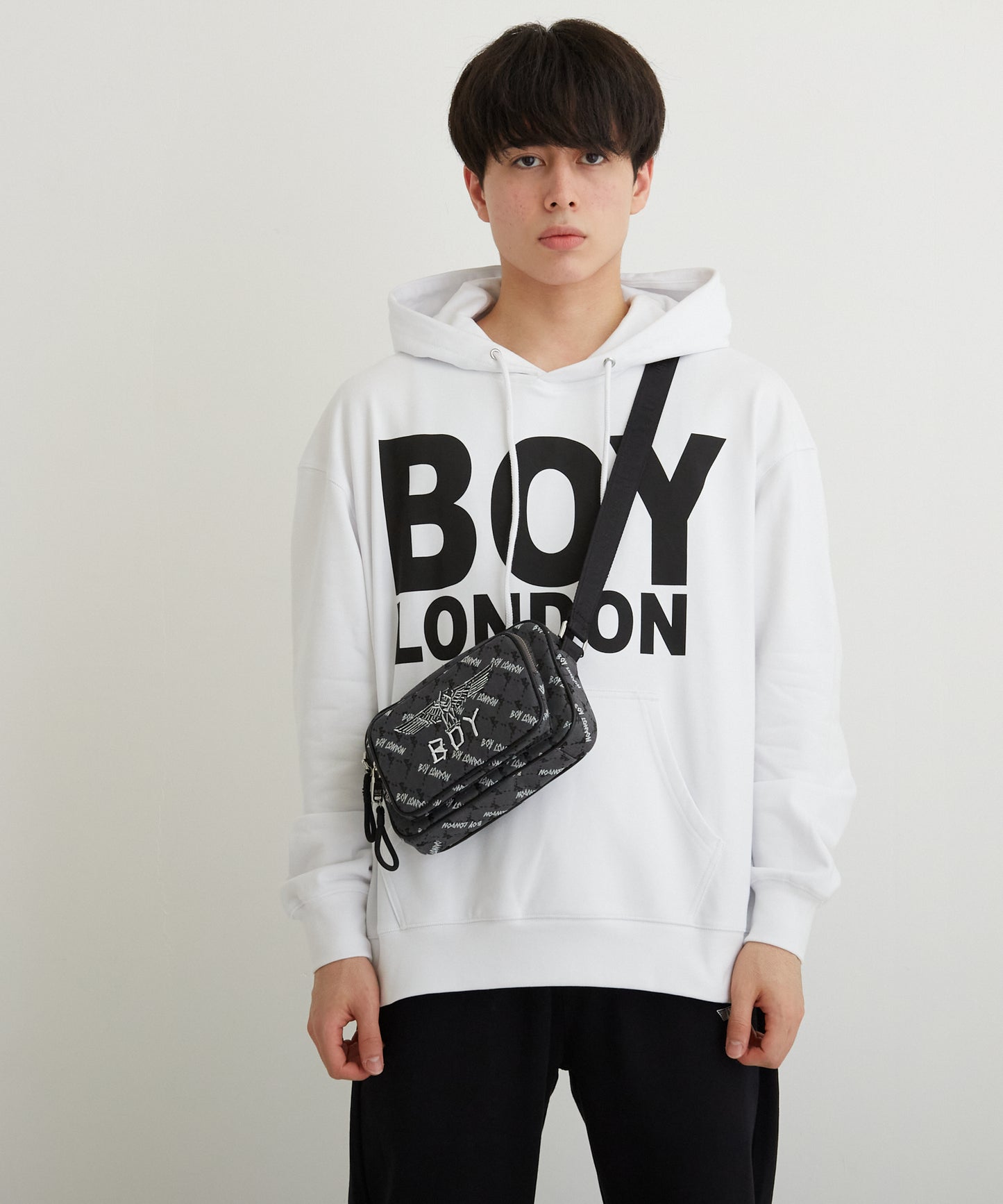 JACQUARD SQUARE SHOULDER BAG BLACK【B224N8500702】