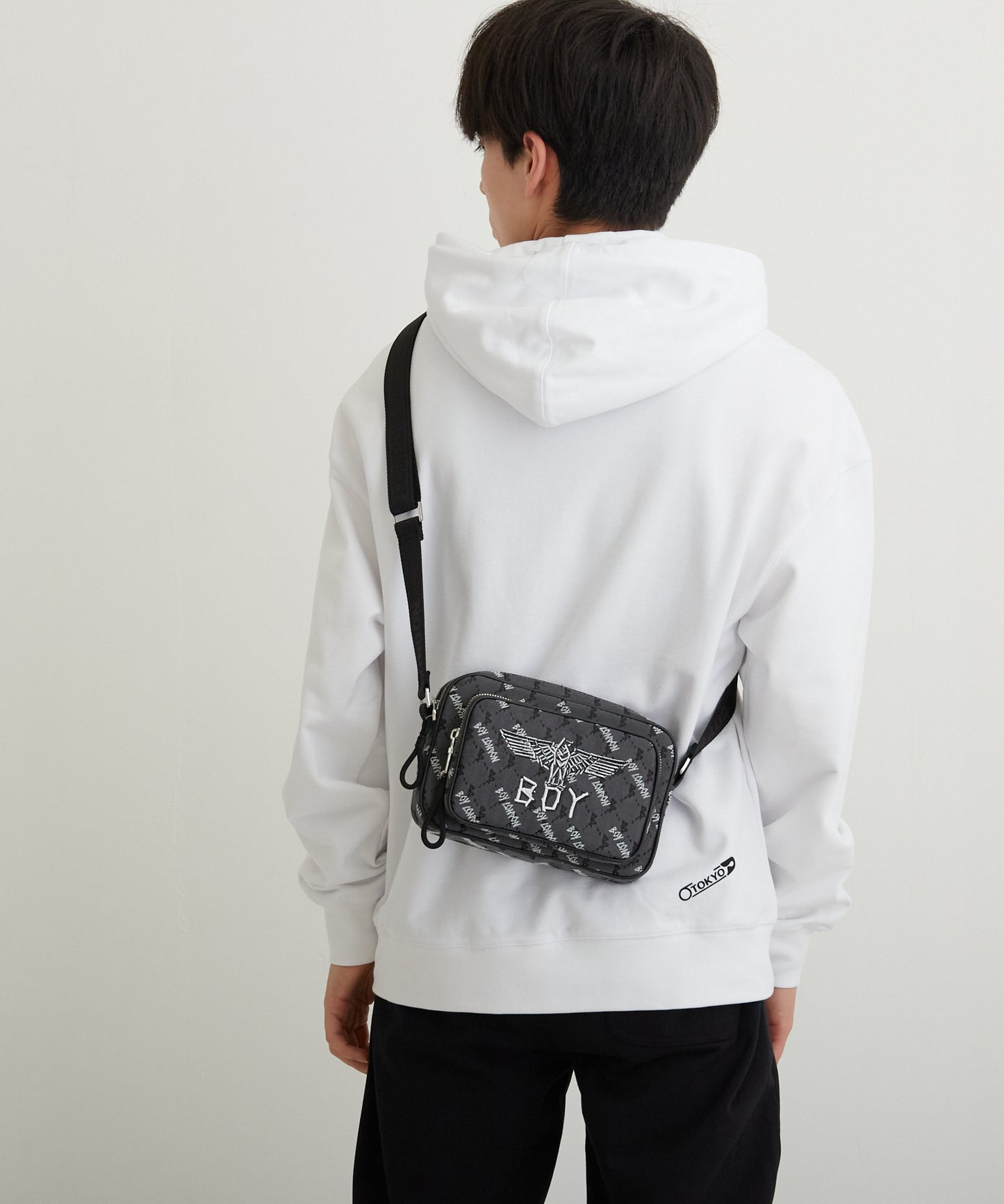 JACQUARD SQUARE SHOULDER BAG BLACK【B224N8500702】